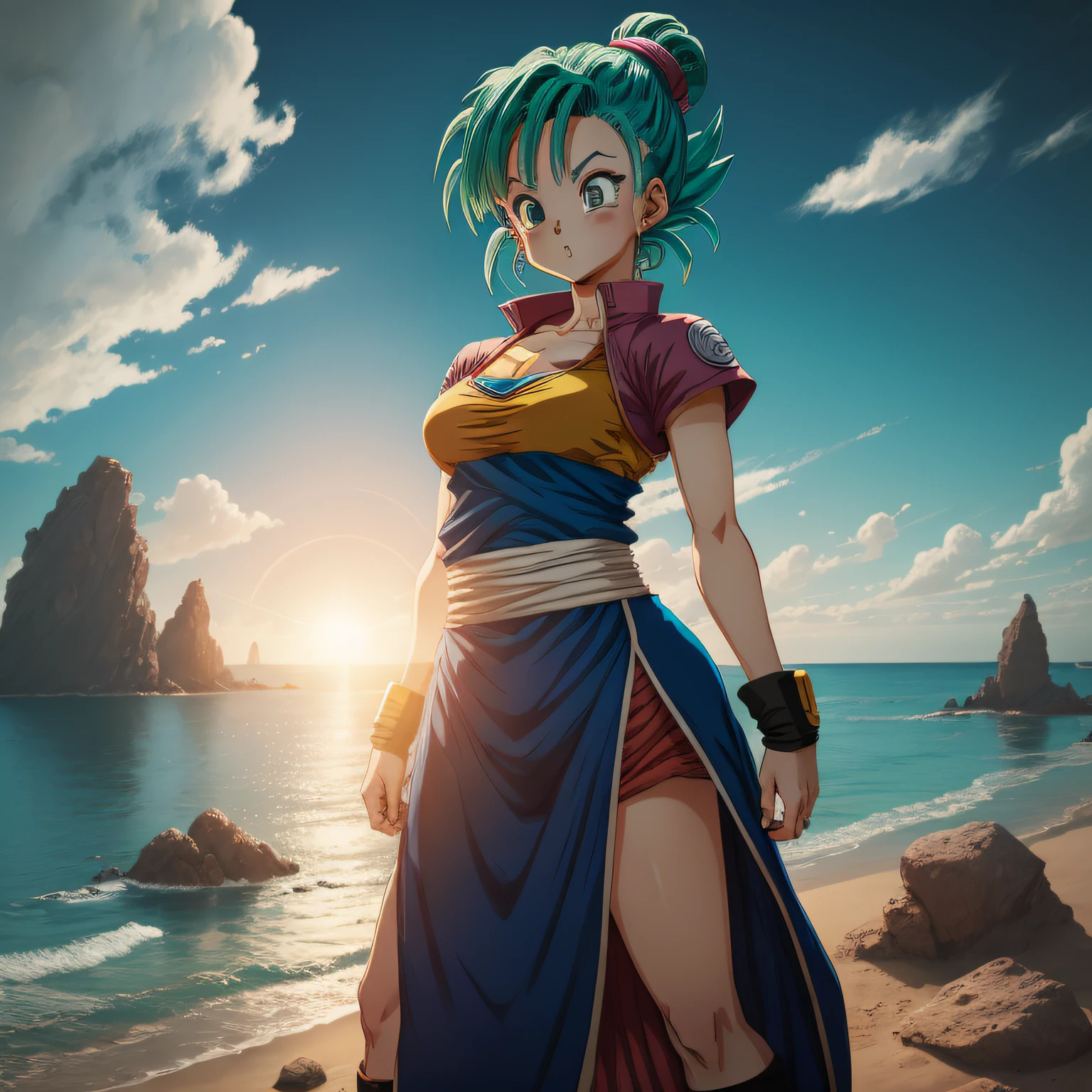 Bulma dragon ball, no estilo de kimetsu no yaba