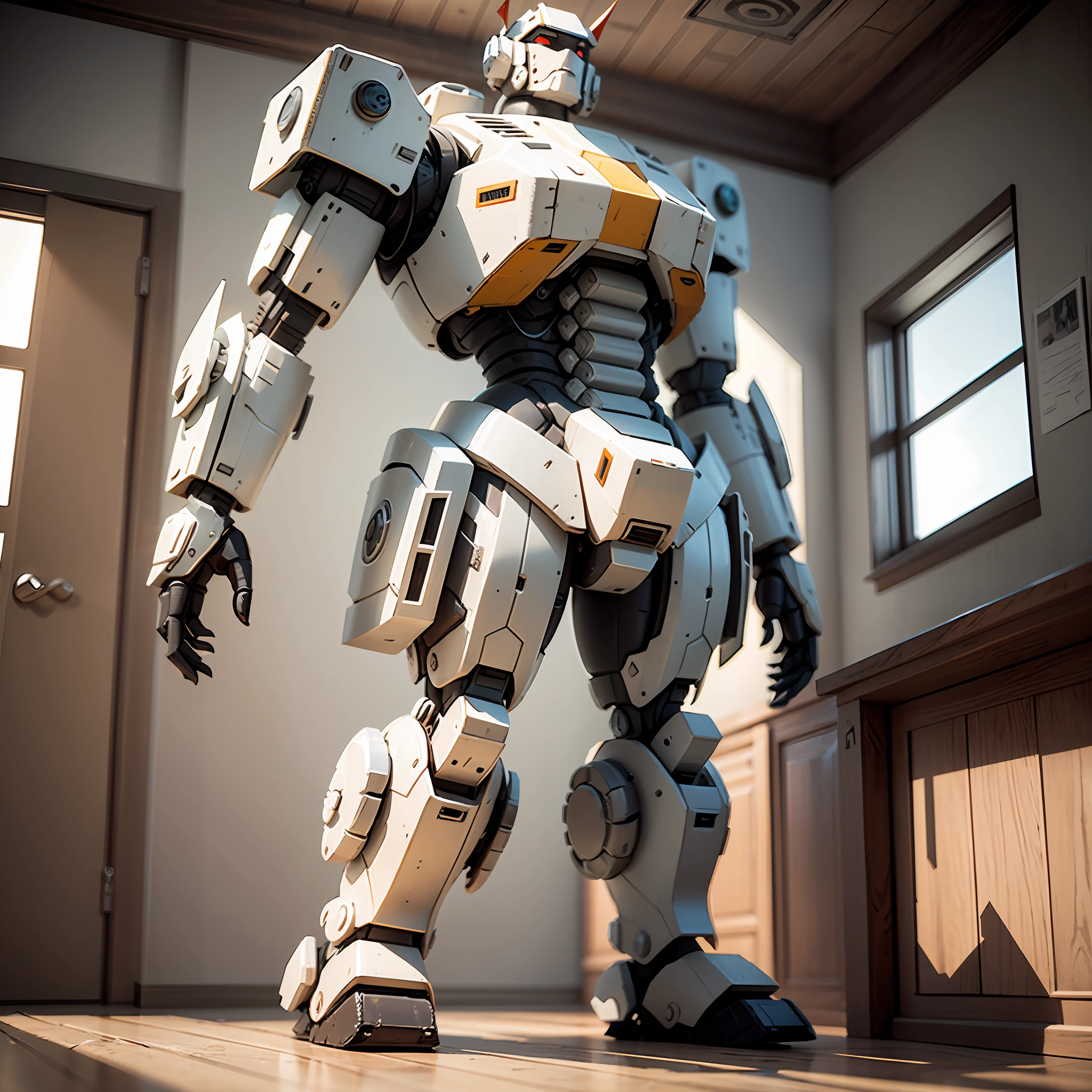 A huge mech like a god，The house serves as a reference，3D， --auto
