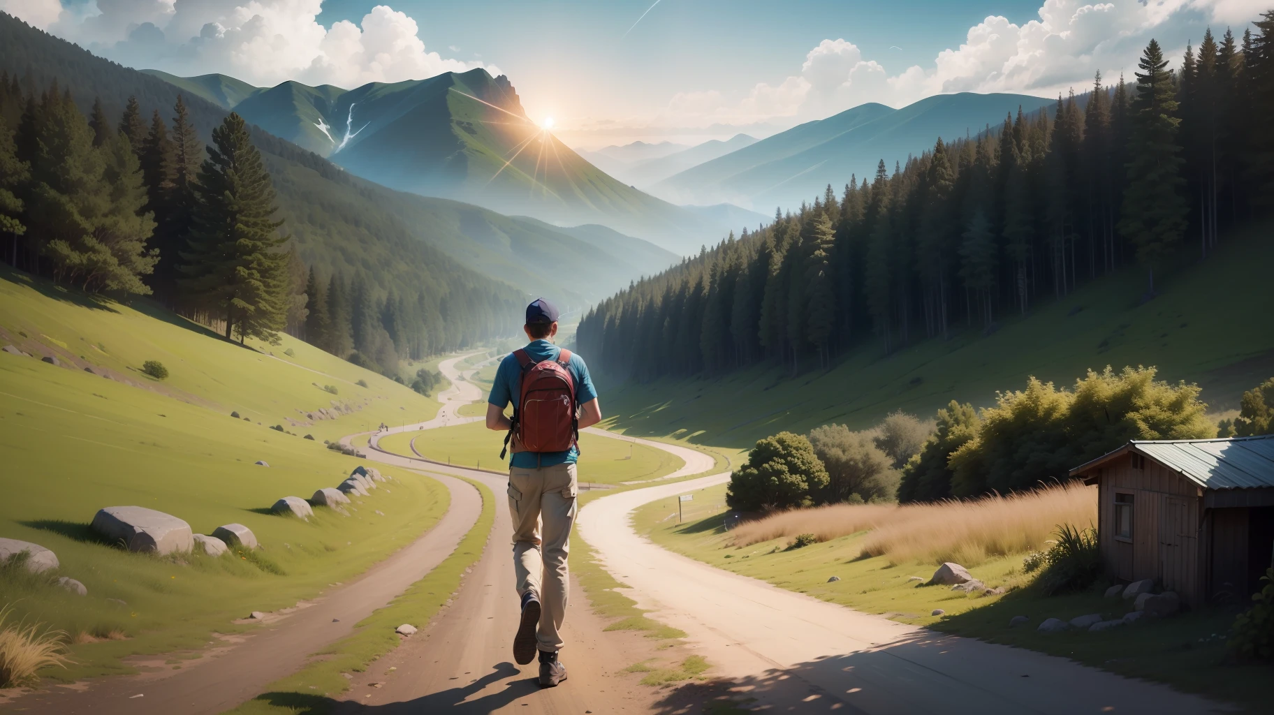 Homem, homem decente, decency, bem vestido, homem do campo, rural, Trousers, long pants, Paisagem, Natureza, montanhas, Caminhos, Caminho, Path to Heaven, palmeiras, soio, sozinho, caminho reto, vista natural, divino, nuvens, nuvem, heavens, heaven, heaven, sol, detailed sky, caminho rumo a, Costas, Manly man, viril, vigoroso, forte, bem vestido, tunic, decente, andar, correr, Caminho, caminho da beleza, Life trajectory, Natureza, lugar lindo, paradis, de Costas, Indo, heaven, Deus, heavens, Natureza, Natureza, floresta, florestas, caminho reto, Towards the Heavens, celestial, olhando o caminho reto, rumo fotorrealismo, fotorrealista, Ultra HD |, 4k, texturas detalhadas, cores futuristas, cores detalhadas,