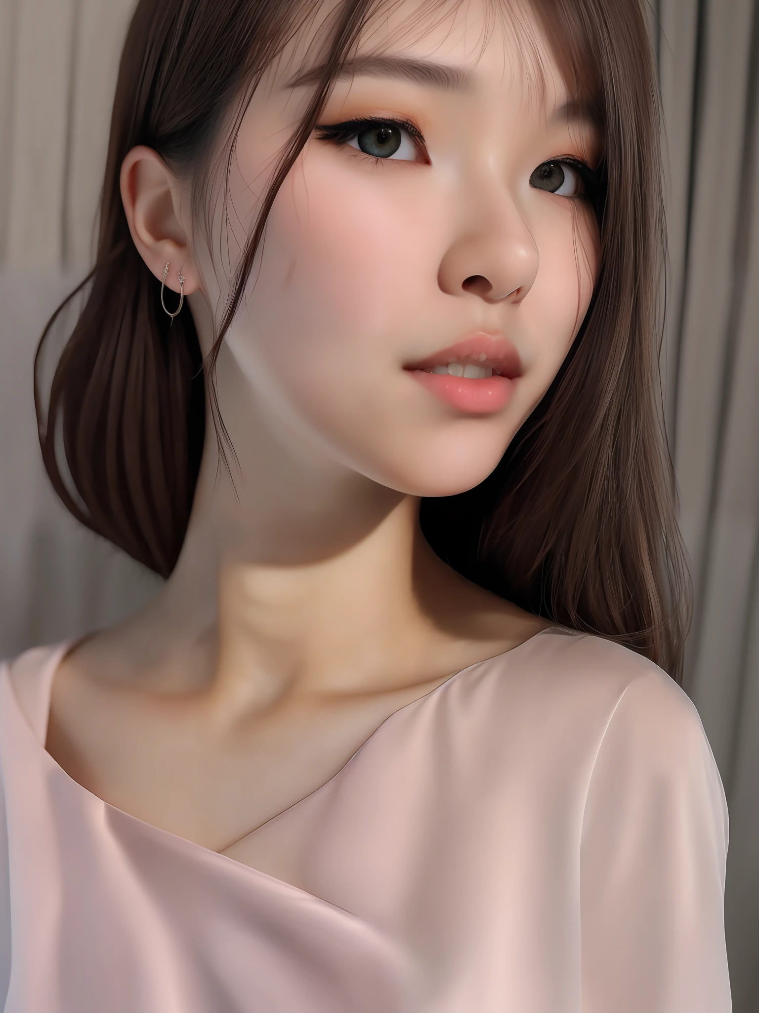 (8K,RAW photos,best qualtiy,tmasterpiece:1.2),Hyper-detailing,Hyper-Resolution,(realisticlying,photograph of-realistic:1.37),sportrait,highdetailRAWcolorphoto,profesional photo,very detailed and beautiful,The is very detailed,8K wallpapers,Amazing and detailed,hugefilesize,offcial art,Highly detailed CG Unity 8K wallpapers,highly detailed beautiful girl,Highly detailed face,highly detailed eye,highly detailedskin, Highly detailed fingers,Highly detailed nose,very detailed mouth,perfect anatomia,highly detailed back ground,Highly detailed clothes,1girll,(20:1.2),in her 20s,cute female child,photorealistic body,Petite,White skin of the,Glowing skin,Slim body,Handsome body,brunette color hair,short detailed hair,(bluntbangs:1.2),ssmile,adolable,年轻,cute face,photorealiscic face,Elaborate Eyes,Sagging eyes,underdressing,ssee-through,耳Nipple Ring,looking at viewert, cowboy lens,facingfront,stand posture,opposition,动态照明,very Bigger breasts,Cowboy shots don't wear clothes,Leaking out of the chest,pink thigh