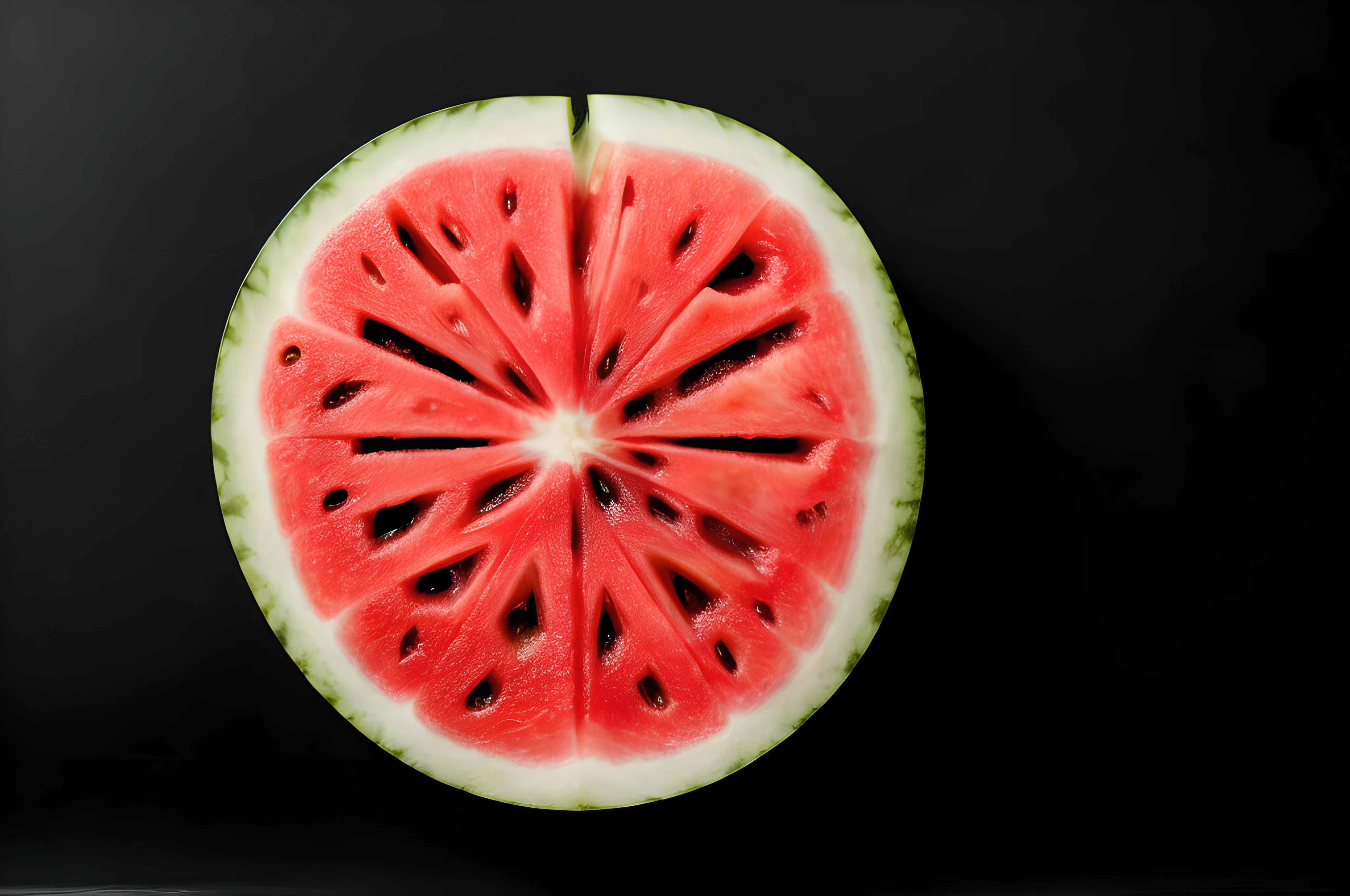 WATERMELON, front view, cinematic image, isolated black background
