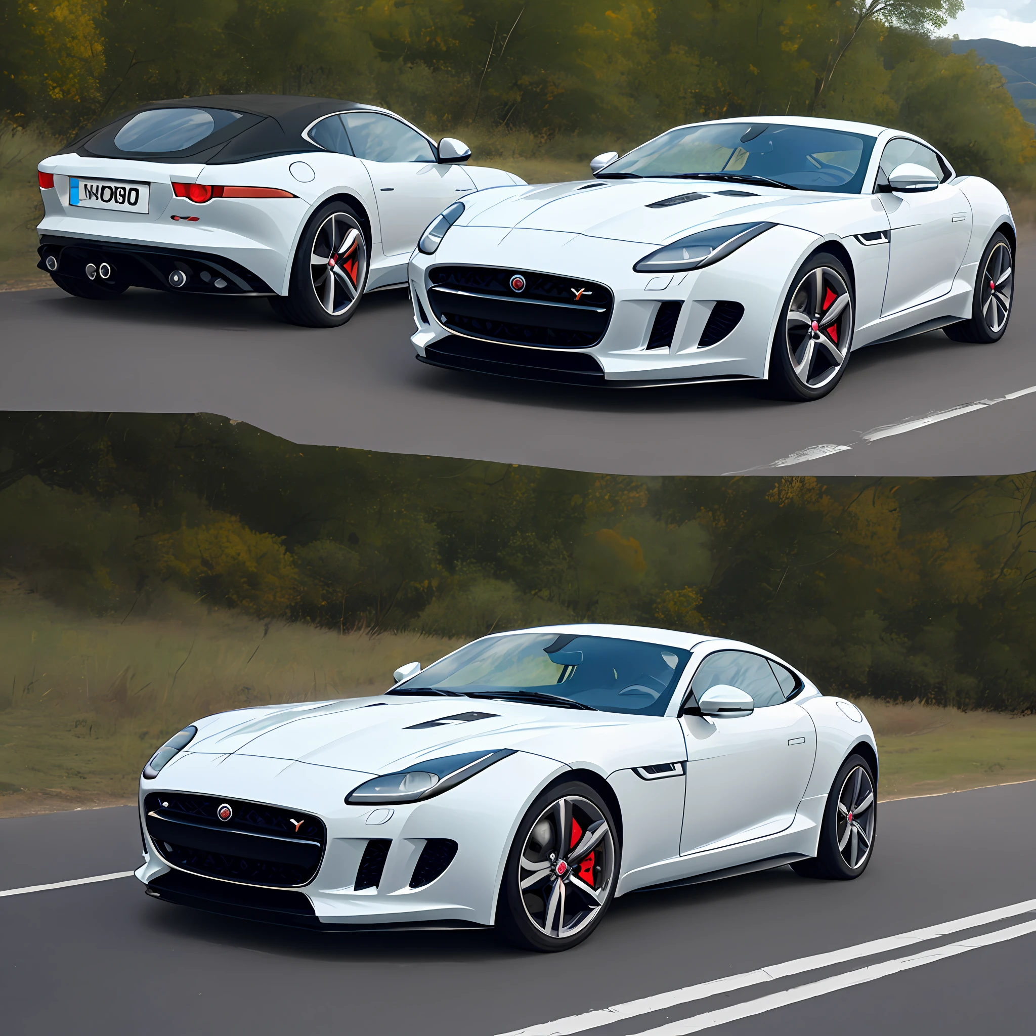 Тип Jaguar f type, white, 4k, USA, road --auto