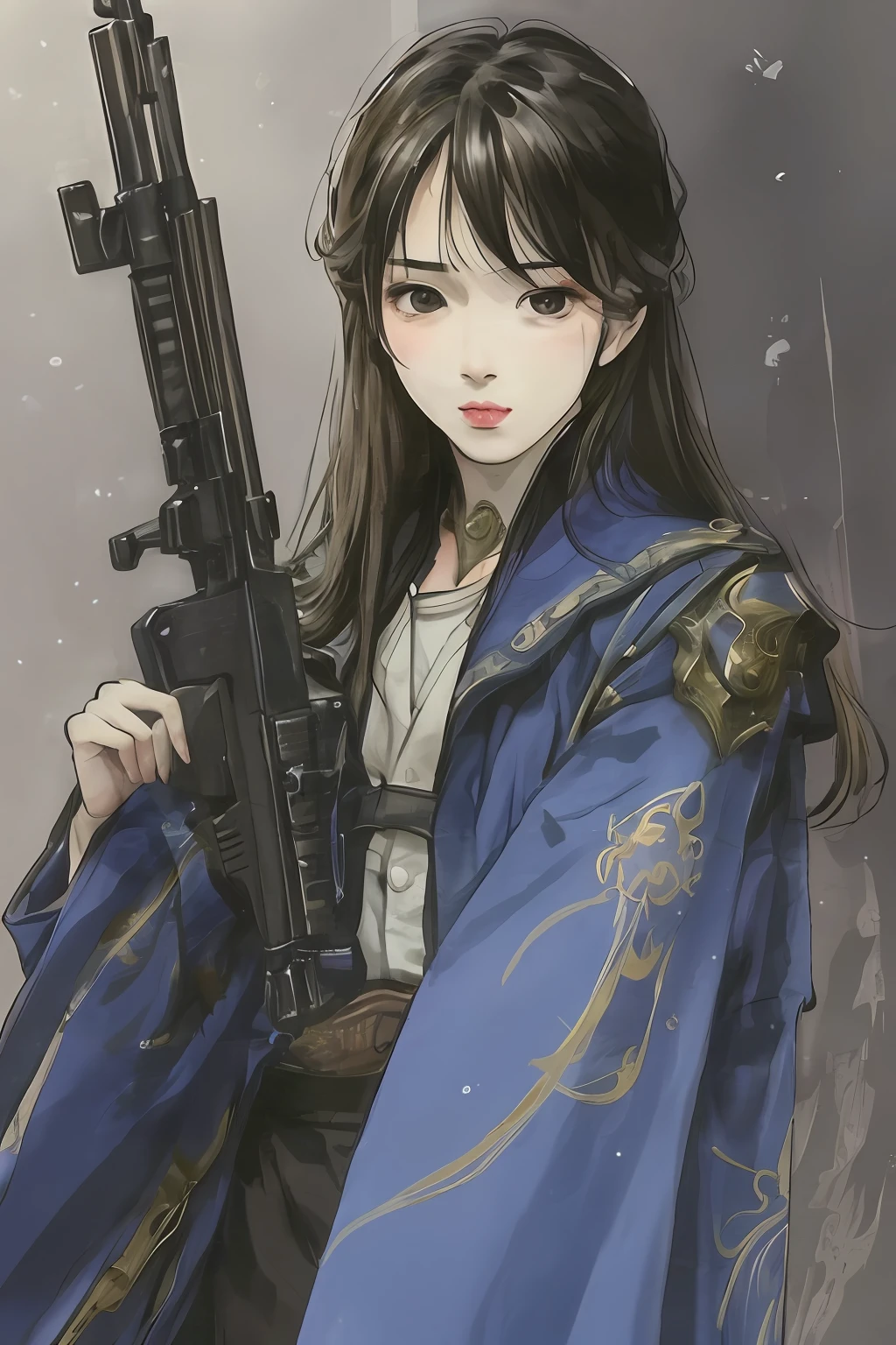 male people,holding rifle,Age 27~38yr,The look of aiming,The background is mainly dark,realistic sense,Highlight a sense of war,