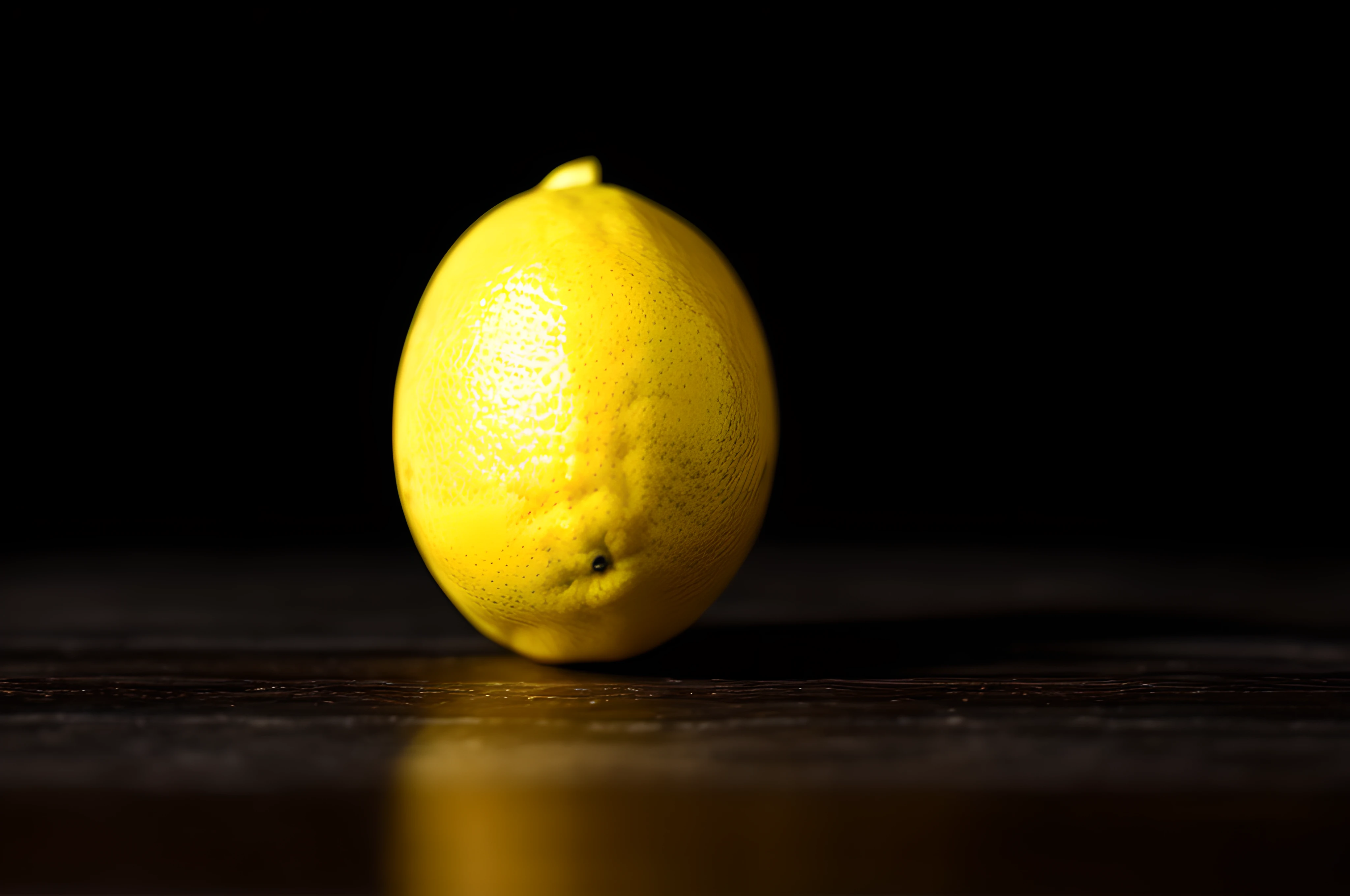 lemon, front view, cinematic image, isolated black background