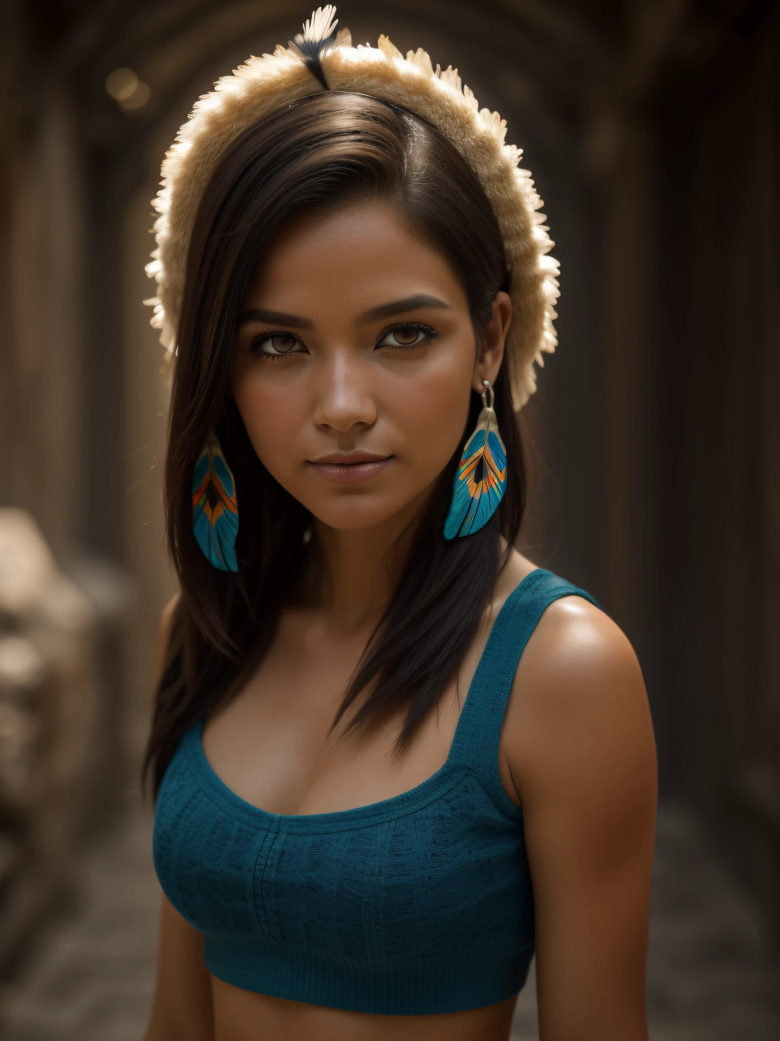 ((uma foto de corpo inteiro, corpo lindo)), (dark ilumination) ((40-year-old indigenous native)), (indigena, Tribal,) textura natural da pele, 24 mm, Texturas 4k, contra luz, pele suja, ((Pernas lindas)), soft Cinematic Light, Adobe Lightroom, photolab, leve sorriso, boca fechada, (rosto extremamente perfeito), (rosto rugas e pintas) ((sardas)). cabelos castanho claro, cabeloslongos, e textura, pelos curtos na pele, ((roupa de couro escura)), ((coxas fortes)), (chuva detalhada), obra-prima, (belos olhos castanhos claros detalhados: 1.1), brilho nos olhos, wonderful eyelashes, (painted fingernails), melhor qualidade, (particles in the air), (Detailed lighting: 1.2), (????? cobertos detalhado bonito: 1.3), ((roupas indigena)), ((decote profundo)), ????? perfeitos, (cintura perfeita)), (Chuva fina)), intrincado, foco nítido, fim do mundo, epic realistic, (HDR:1.4), (cores silenciadas:1.4), cores neutras, noite, refractions of screen space, (detalhes intrincados, hiperdetalhados:1.3), Cinematographic photo, vinheta, Fundo castelo medieval, cores escuras, sombras profundas, desfoque 1.6