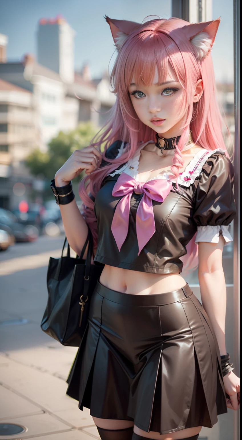 There is a woman with pink hair and cat ears, very beautiful cute catgirl, attractive cat girl, real life anime girl, Hyper realistic anime, beautiful anime catgirl, anime catgirl, beautiful young catgirl, Very Beautiful Anime Cat Girl, a hyperrealistic schoolgirl, Seductive Anime Girl, cute anime catgirl, Anime girl with cat ears