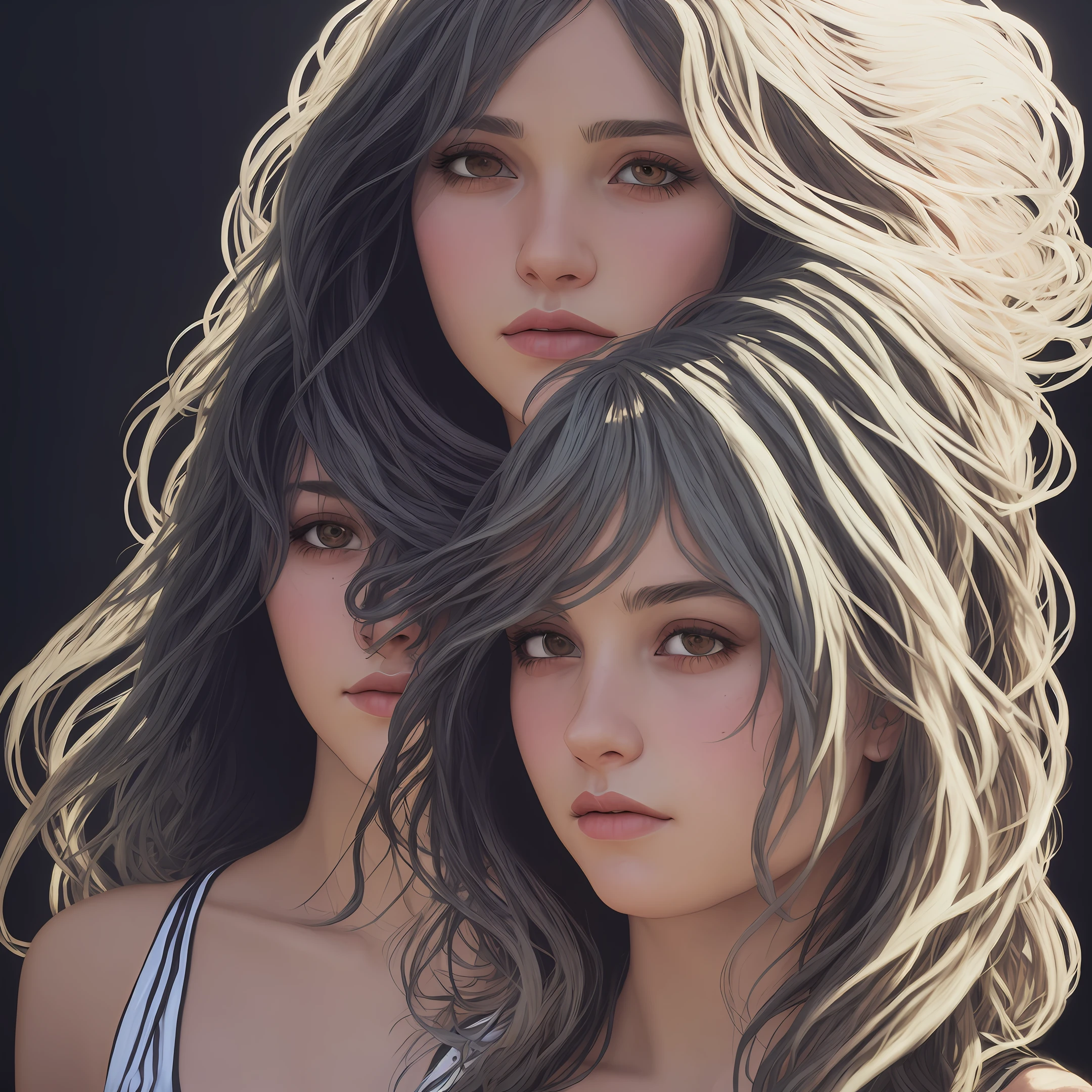 Hyperrealist portrait of female by david hockney and alphonse mucha,fantasy art, photo realistic, dynamic lighting, artstation, poster, volumetric lighting, very detailed faces, 4 k, award winning,, 1girl, in the dark, deep shadow, low key,cowboy shot,(official clothing:1.4) ,long hair,white hair,