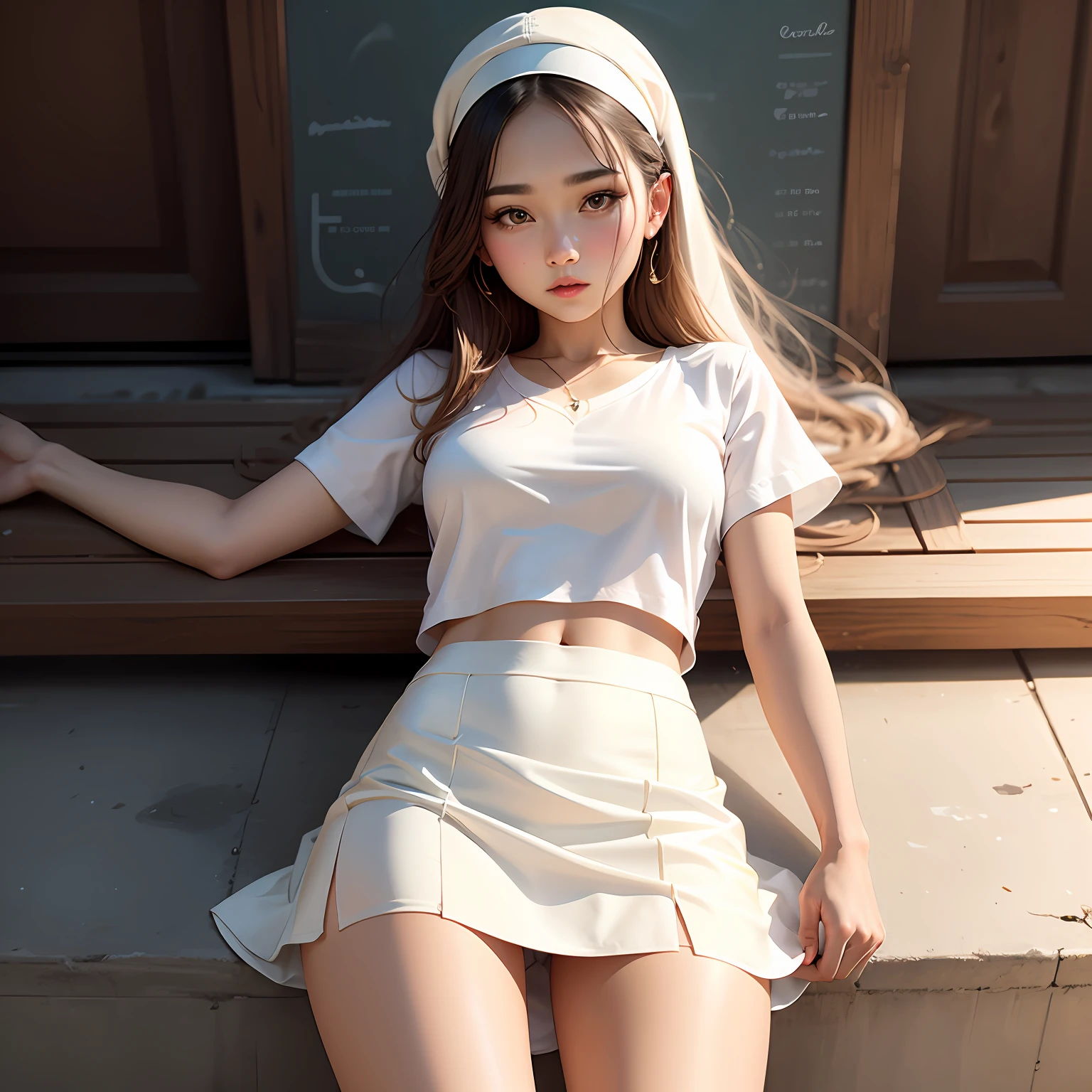 Beautiful white silk skirt flip skirt --auto