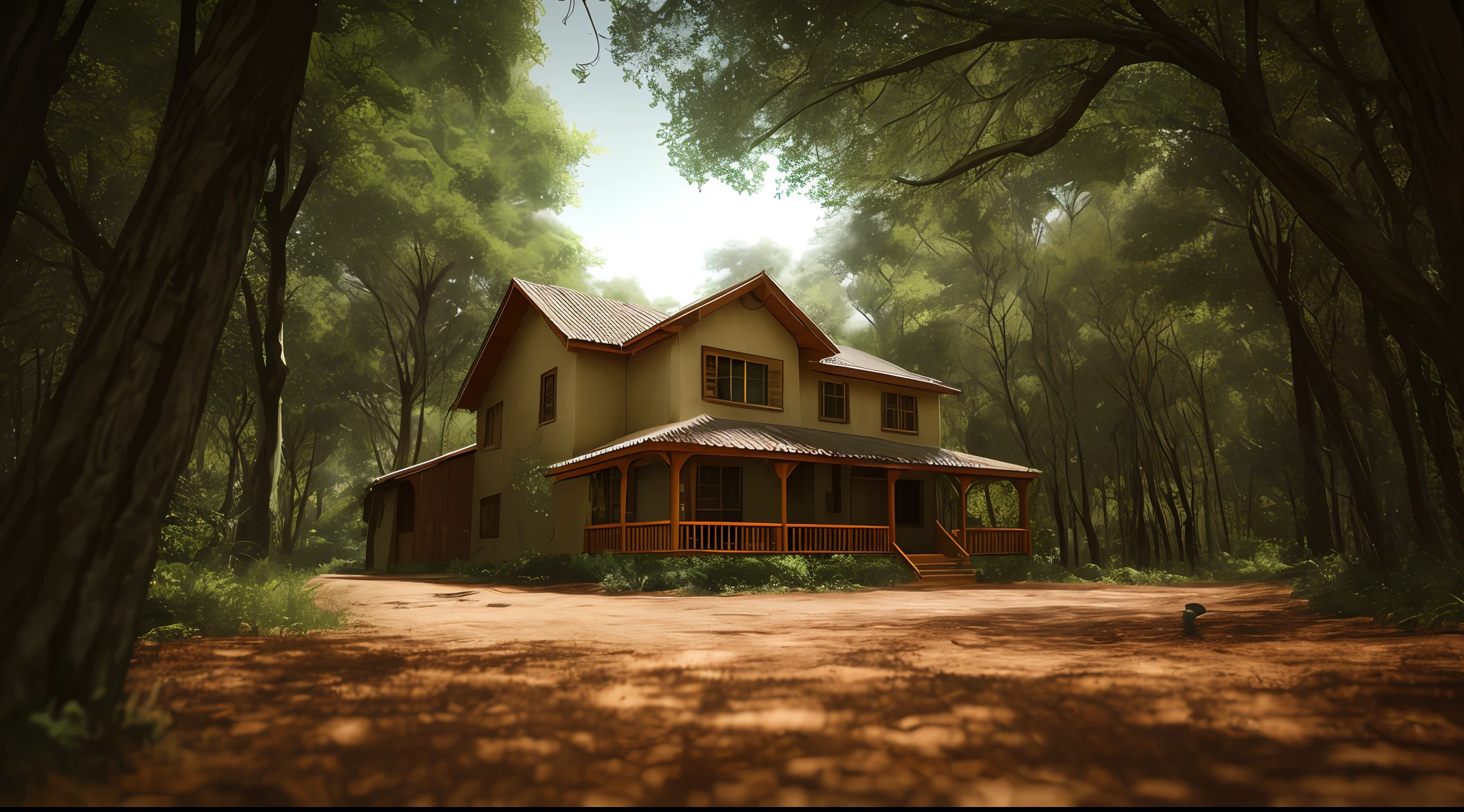 casa de madeira, obra prima, melhor qualidade, alta qualidade, papel de parede 8k extremamente detalhado da unidade CG, taiga, hush, Imposing conifers covered with the forest floor, clima frio severo, beleza serena, neve, inverno, mild summer, brisa, agulhas, galhos, bokeh, campos de profundidade , HDR, bloom, chromatic aberration, fotorrealista, extremamente detalhado, popular na artstation, popular na CGsociety, complexo, alto detalhe, dramatic, in-between art