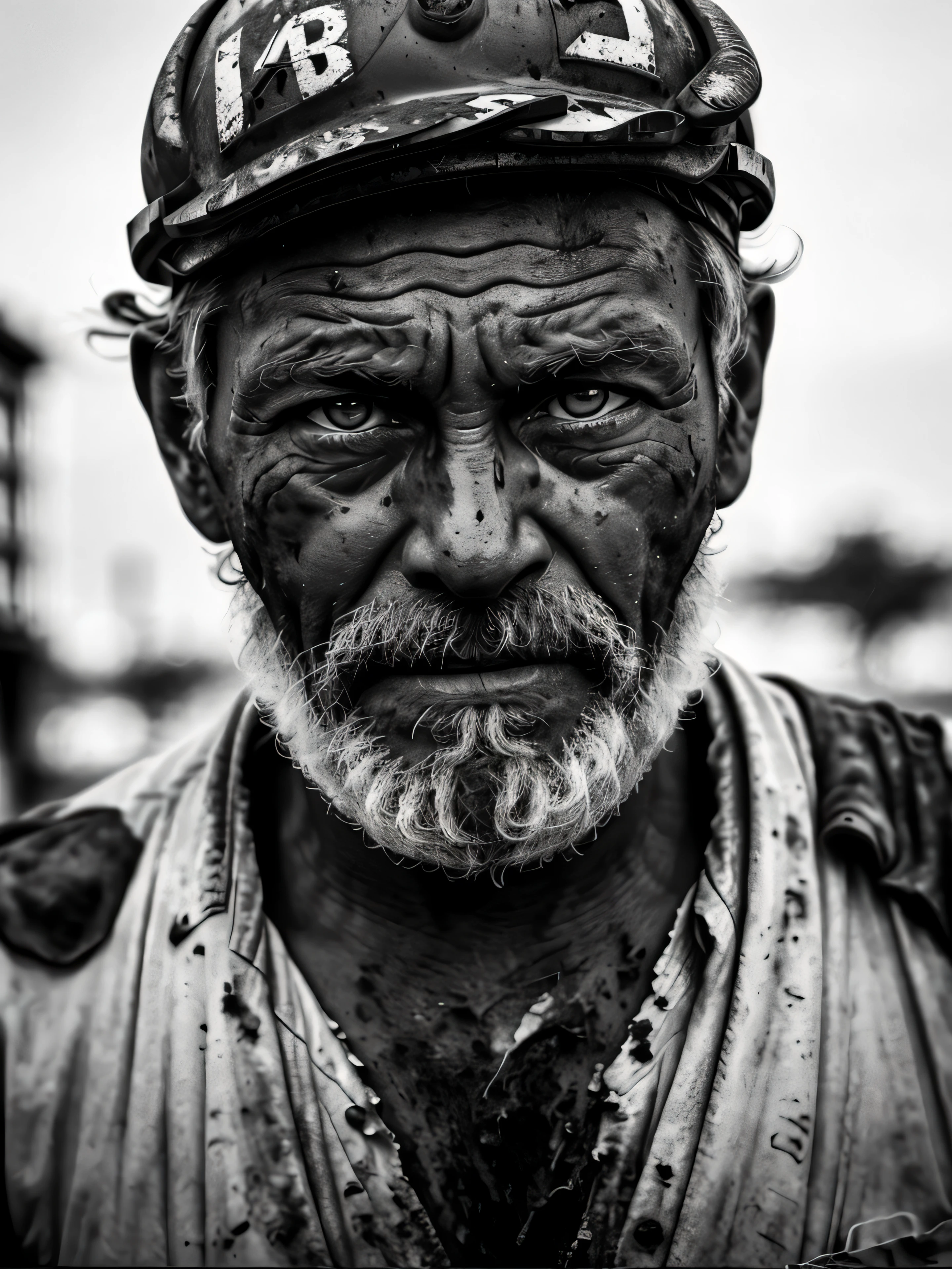 dirty construction worker, documentary photography, photojournalism, pulitzer prize winning essay, candid, black and white, bw,draganv2