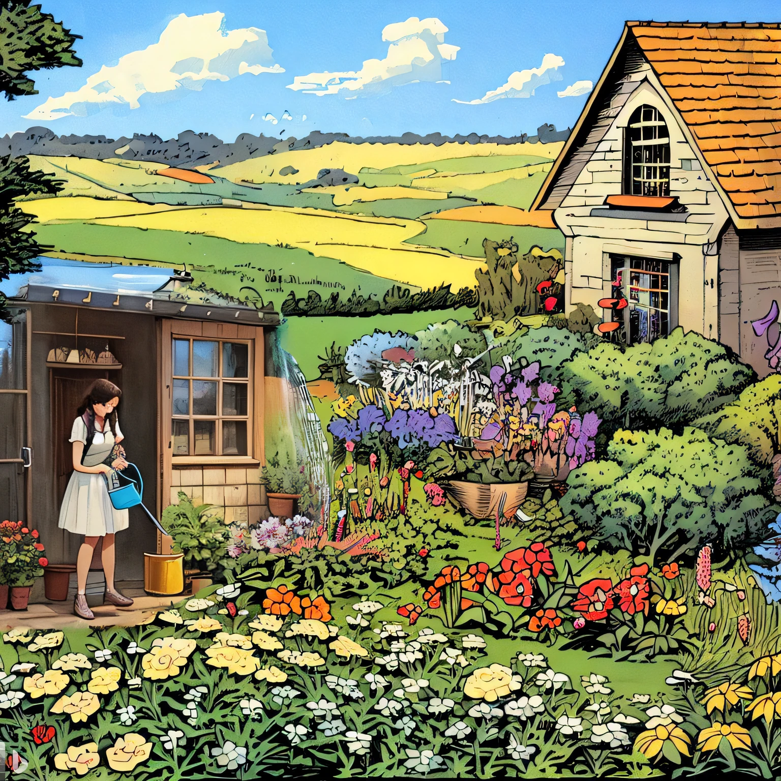 woman with watering can