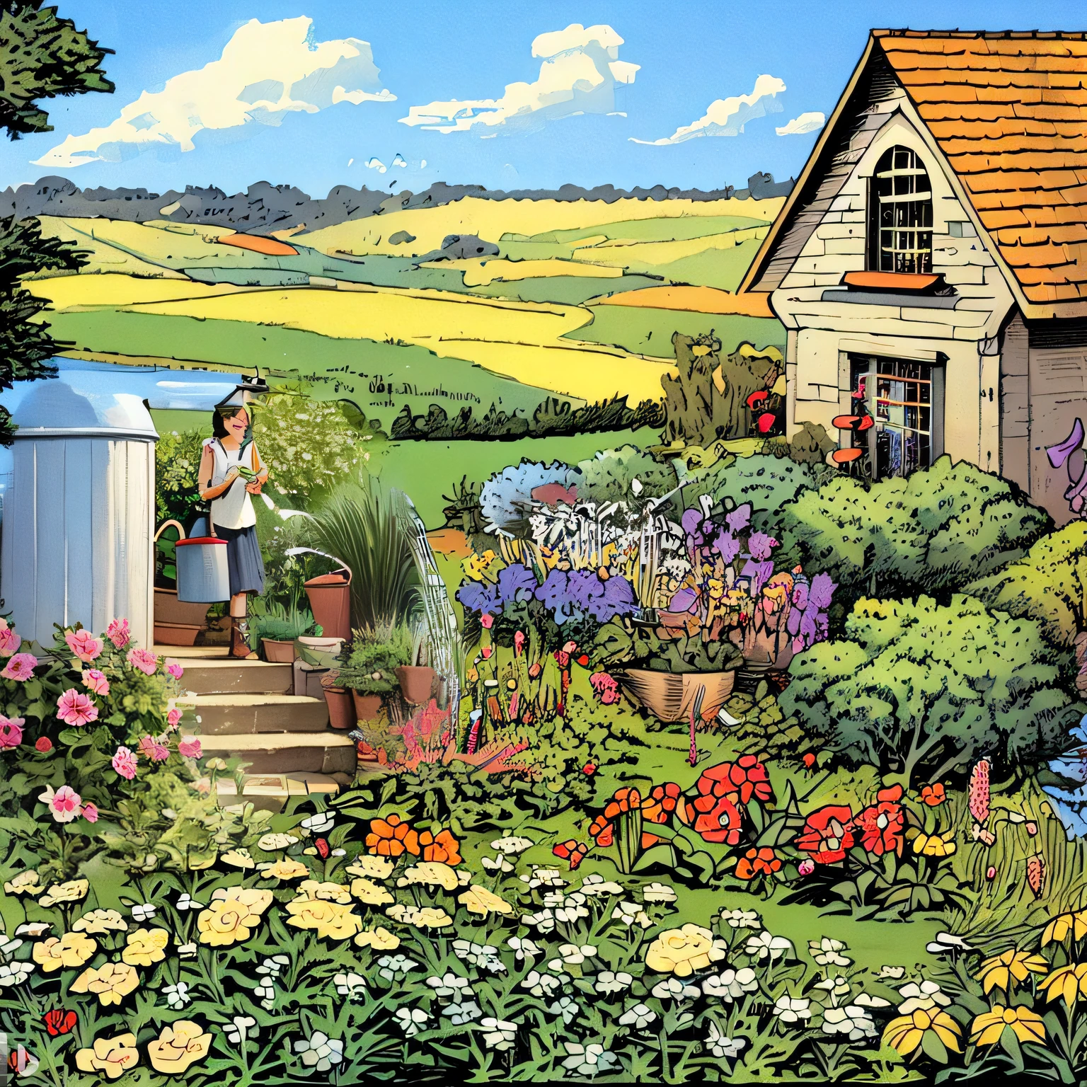 woman with watering can