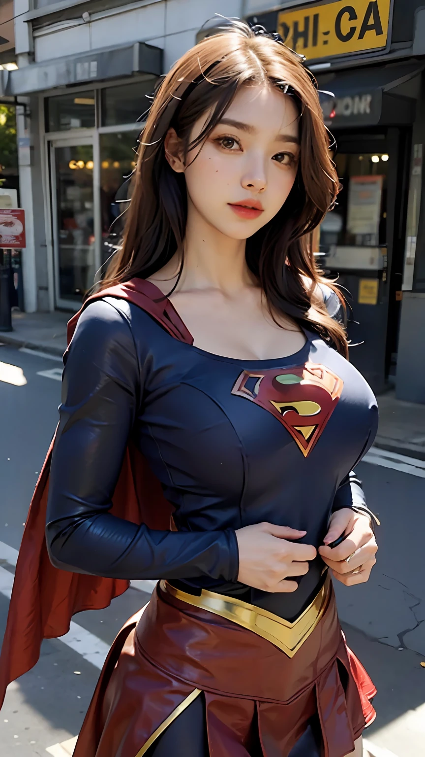 Woman body set big breasts, Supergirl costume dress