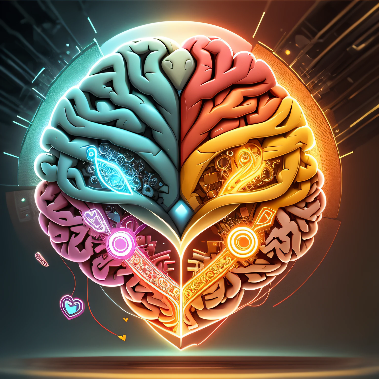 Logo of a mixture heart and brain, and that symbolizes artificial intelligence with emotional intelligence