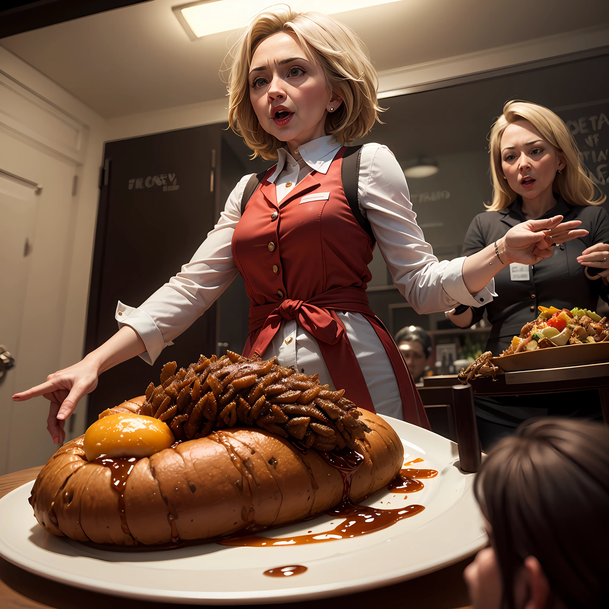 Hillary clinton presents maggots a most unusual restaurant. live promotion disaster bloopers --auto