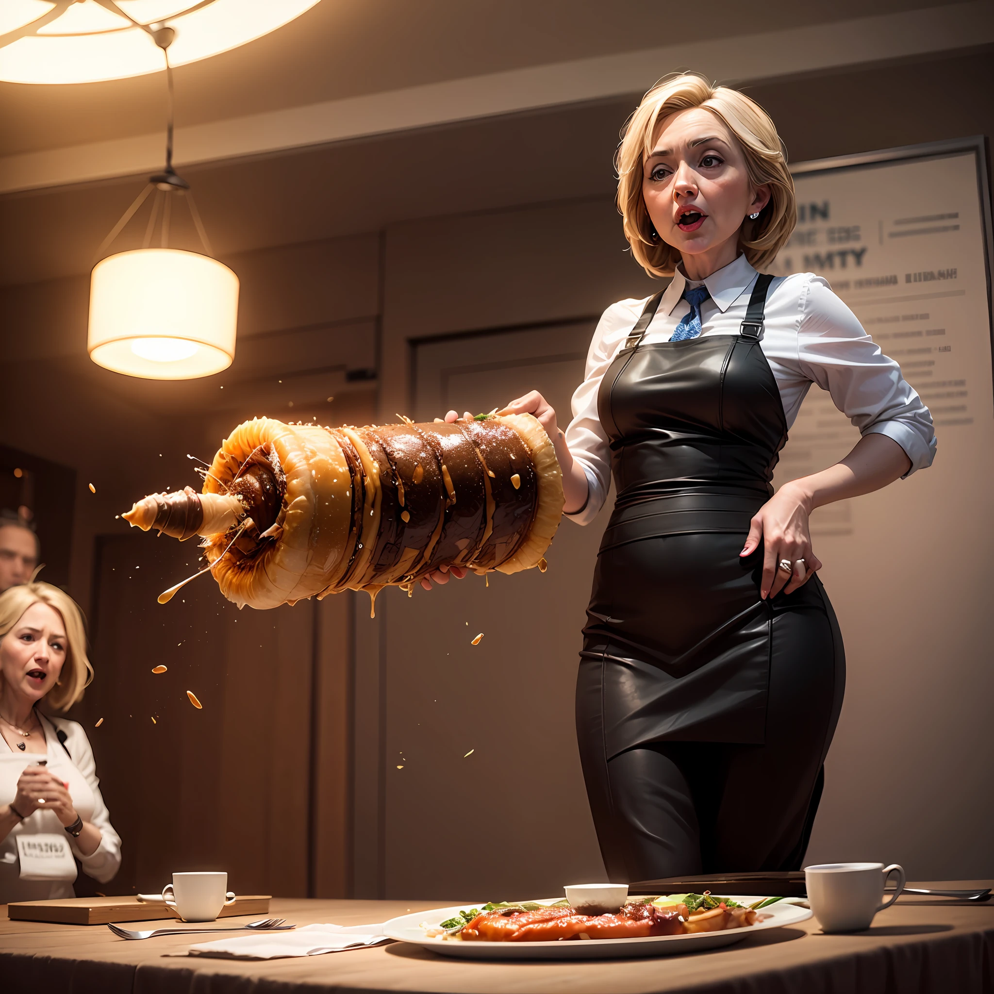 Hillary clinton presents maggots a most unusual restaurant. live promotion disaster bloopers --auto