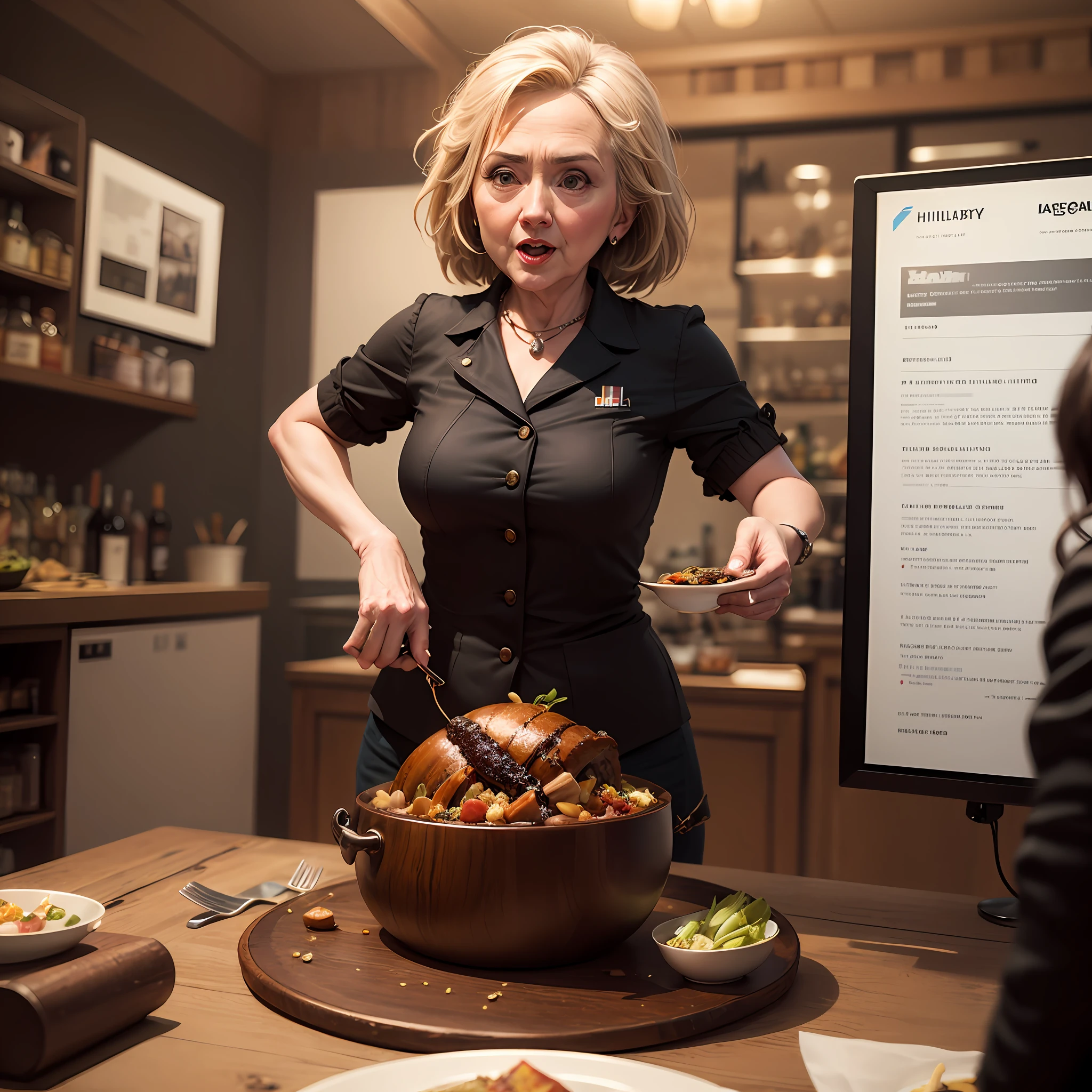 Hillary clinton presents maggots a most unusual restaurant. live promotion disaster bloopers --auto