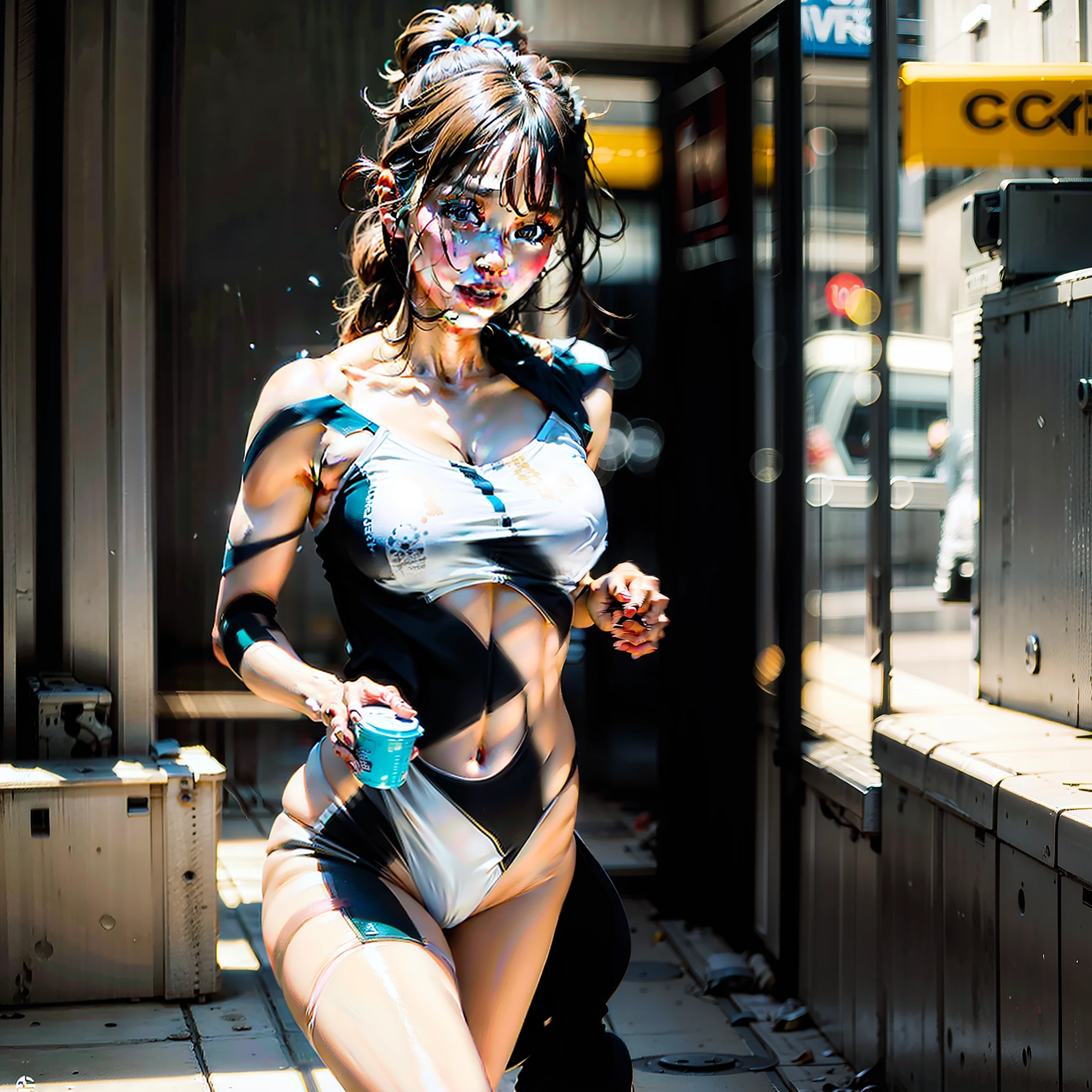 A beauty running naked