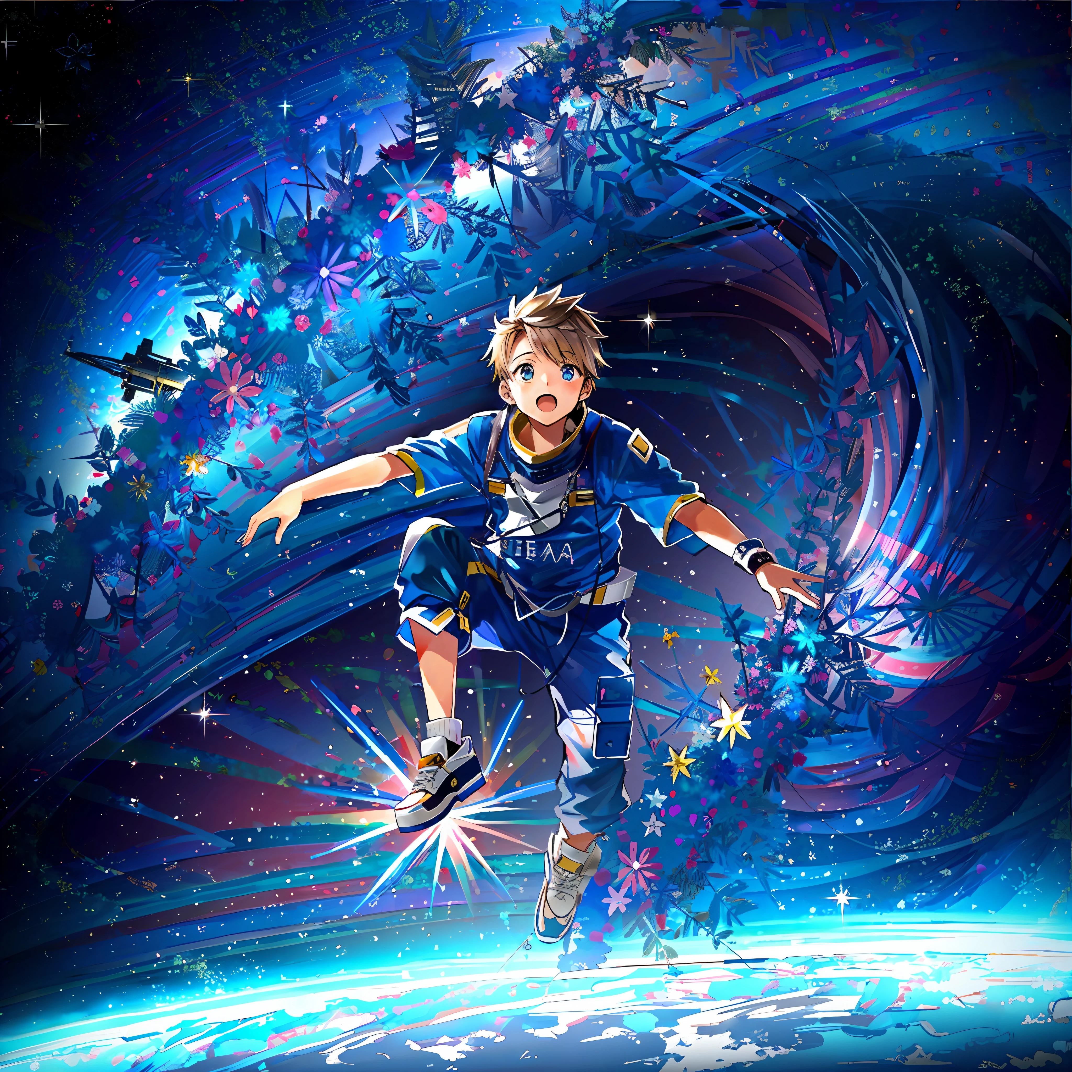There is a frightened child who is flying through the air in a futuristic space suit, floating in the space, floating in outer space, de viagens espaciais, floating in the space, surreal space, floating in deep space, flying in space, floating through space, flutuando no universo, Flutuando na Nebulosa do Cosmos, Epic lost in space, in outer space, Fantasia De Alta Qualidade Foto Stock --auto