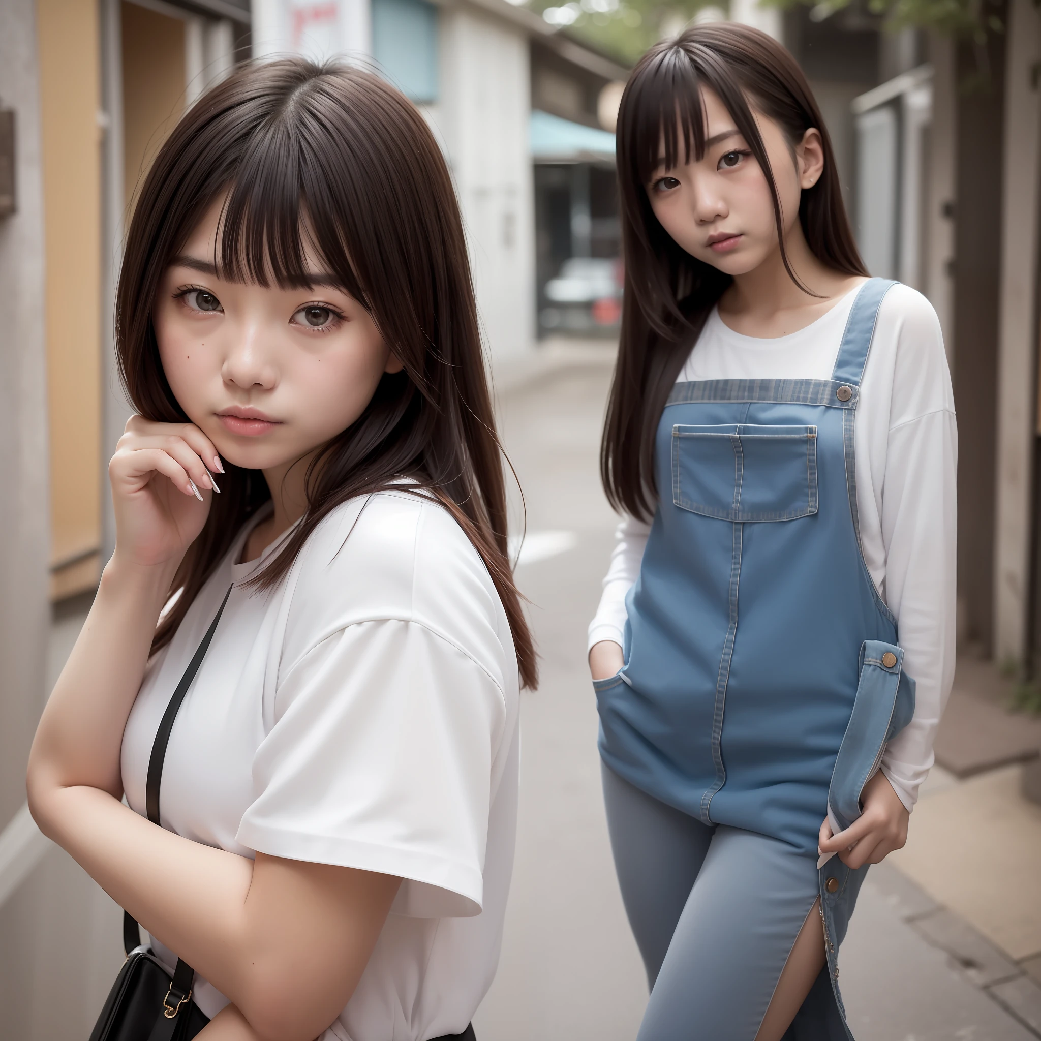 Chica de pelo corto naranja posando para una foto. Realista, 8k, vertical, ultra hd, foto realista de una chica asiatica, chica china, Asian adolescent, Asian girl, 18yr old, 18 yo girl, adolescentes china, (1chica).