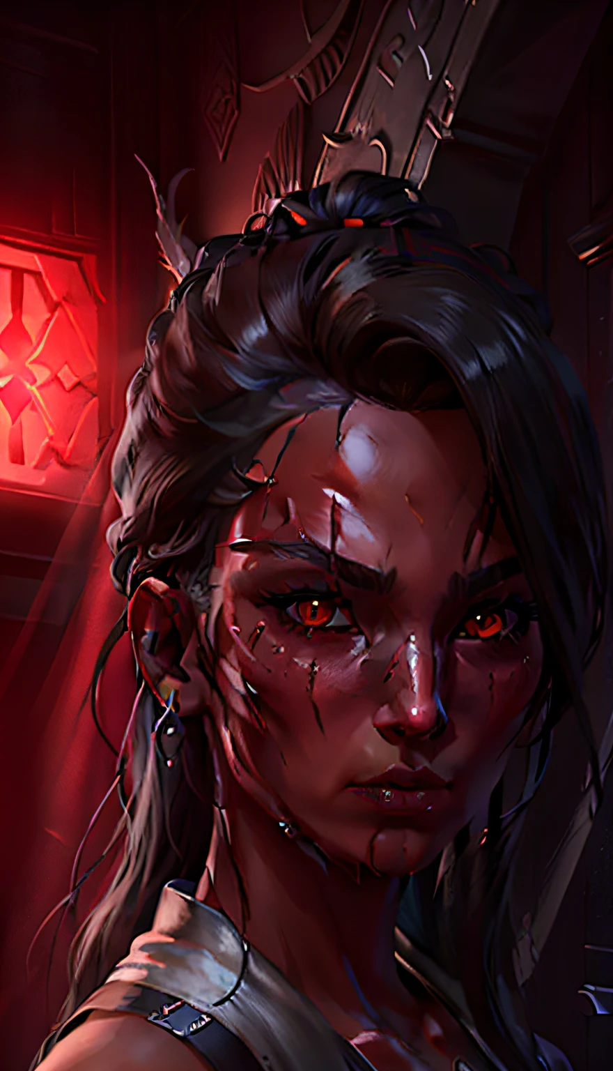 make realistic, 3d graphic, pureblood sith, sith, girl, , loli, innent face, have red skin, red color, female