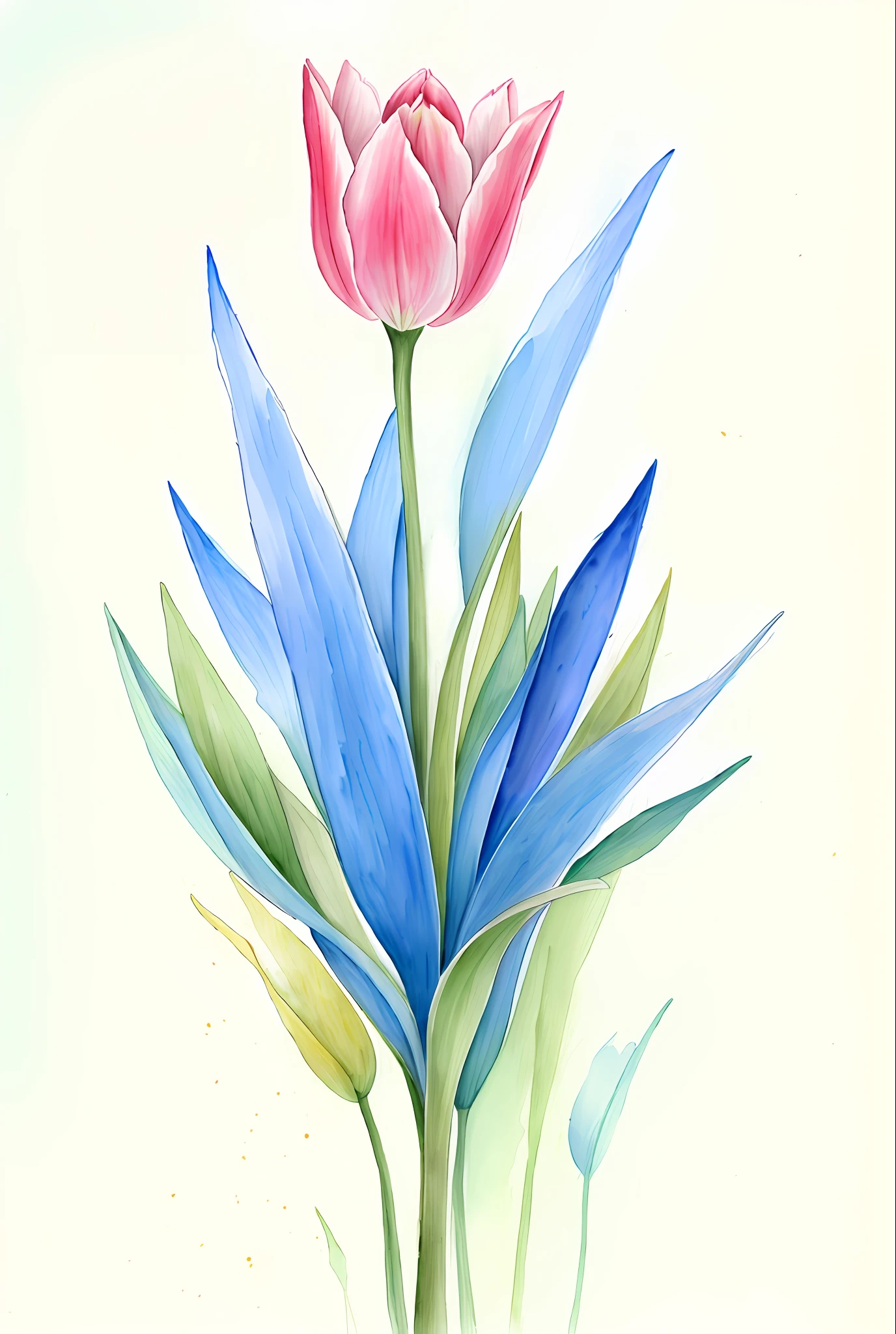 ( acuarela \(medio\), dibujo, beautiful Tulip.