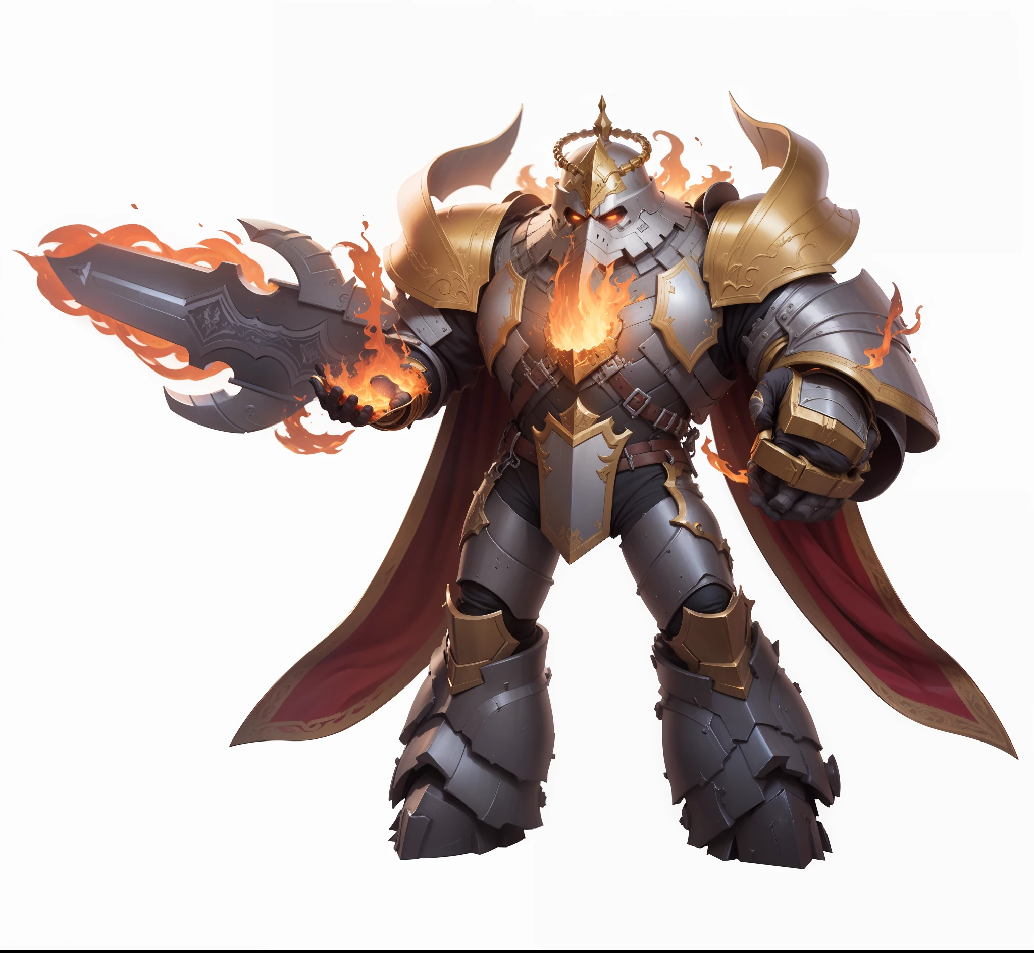 Celestial golem, Sword, golden armor, masterpiece, Fire, render, superrealistic, ultra detail, big golem,