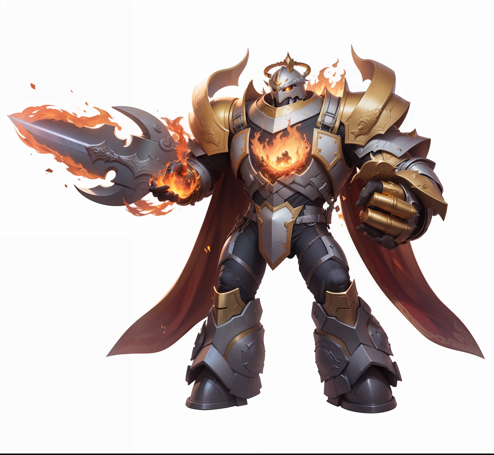 Celestial golem, Sword, golden armor, masterpiece, Fire, render, superrealistic, ultra detail, big golem,