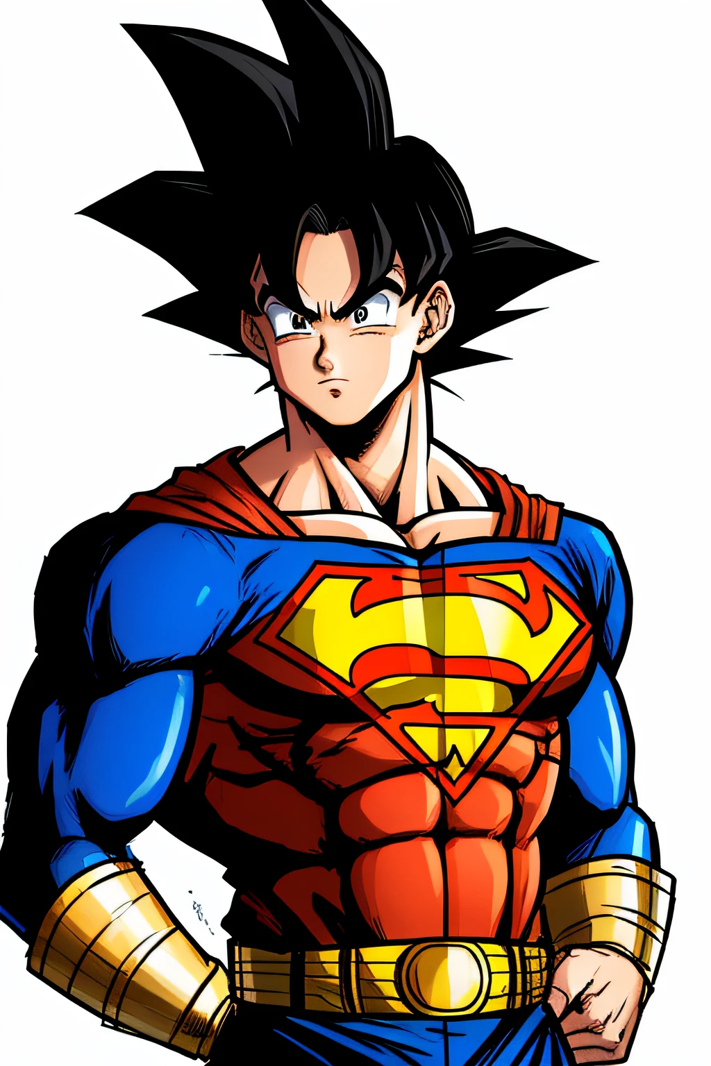 corpo inteiro, Goku, Perfeito Ultra Instintivo, cabelos prateados, olhos prateados, aura vestido como o super man