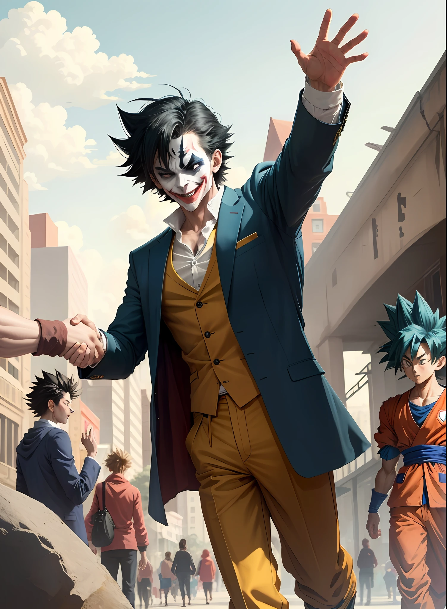 Joker shaking Goku's hand.