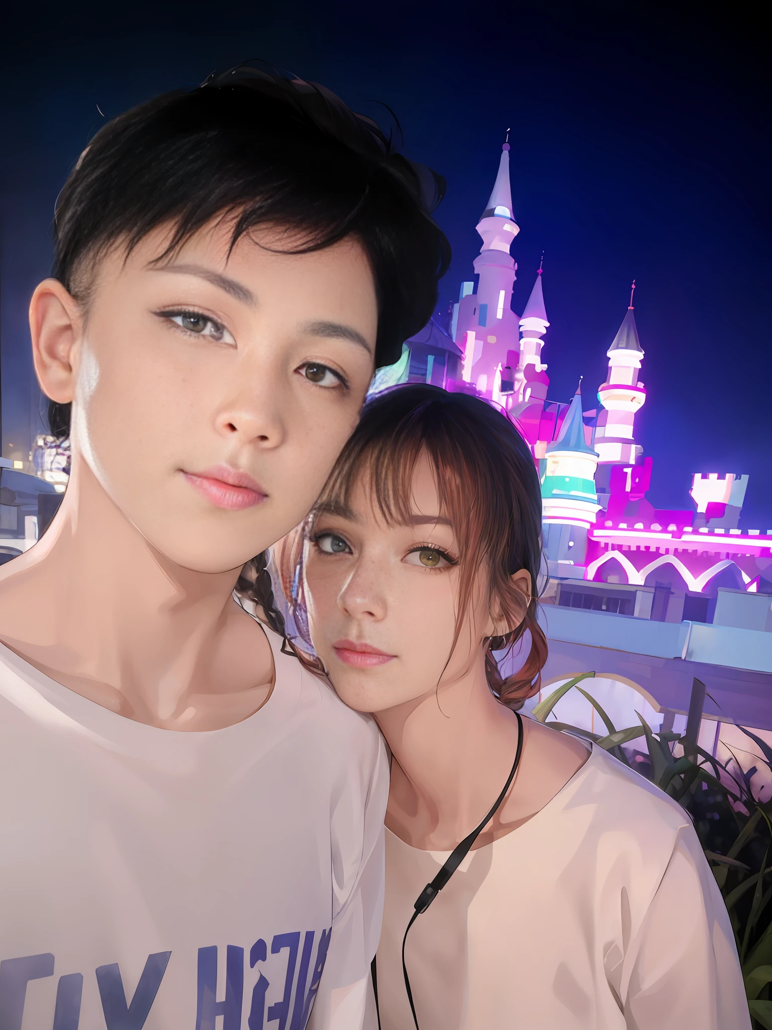 Delicate shiny skin, (realistic, fidelity:1.4), a beautiful girl, standing, looking out the window, white shirt, collared shirt, black tie, black pants, long sleeves, slight smile (nose red), yellow eyes + round eyes, short hair + red hair + long braids, makima \ (chainsaw man\)