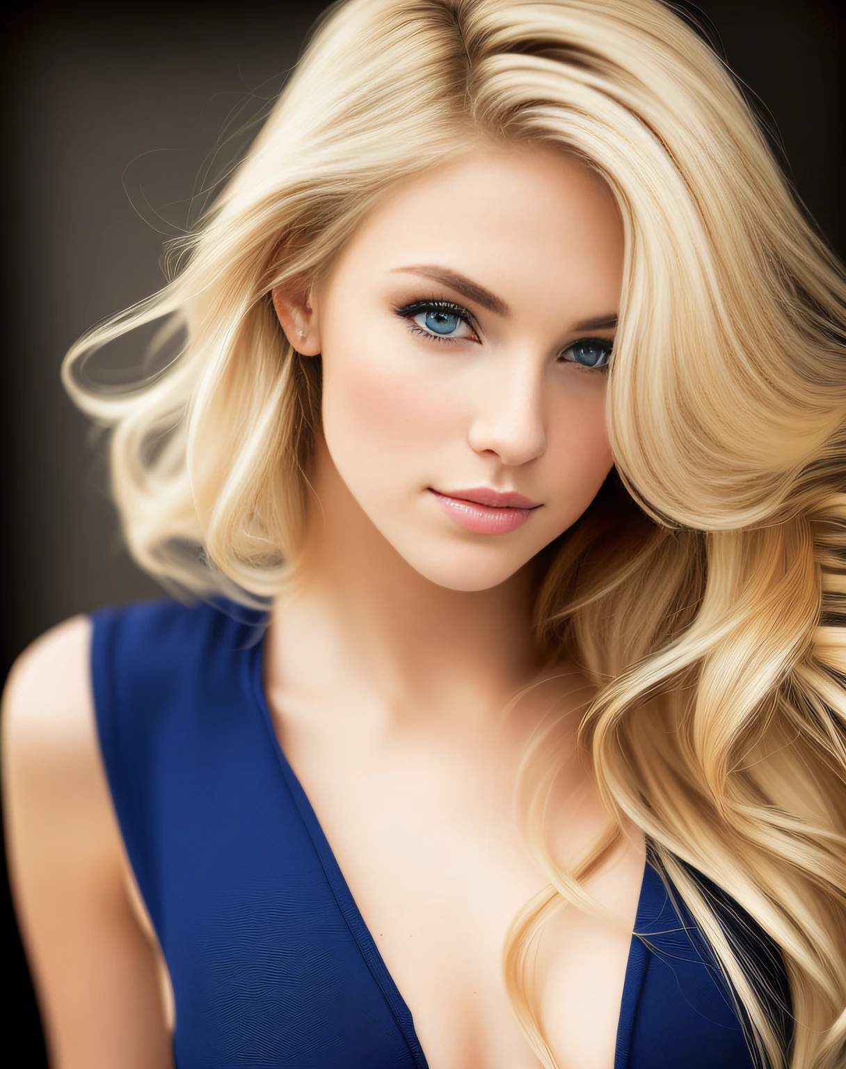 Nahaufnahme einer Frau mit langen blonden Haaren und blauem Lingersuit, glattes blondes Haar, beautiful blonde woman, beautiful blonde girl, blonde beautiful young woman, Blonde Frau, a beautiful blonde, beautiful blonde hair, sauberes blondes Haar, lange blonde Haare und blaue Augen, blonde haare blaue augen, blonde and attractive features, blondes wallendes Haar, Blonde girl