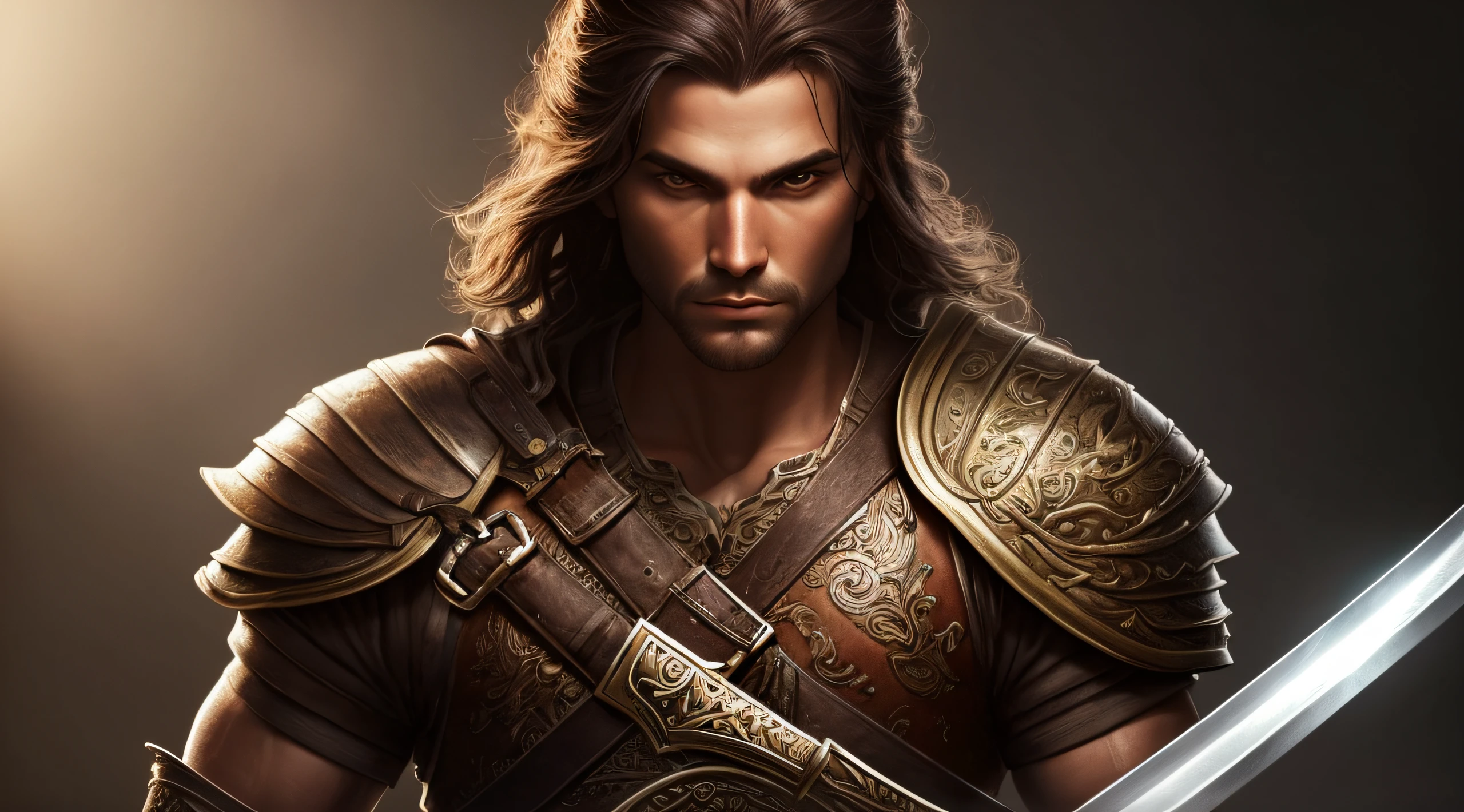 warrior with sword in hand, detailed face, detailed body, detailed eyes, awesome shadow, realistic photo, 8k, realistic d&d illustration --auto