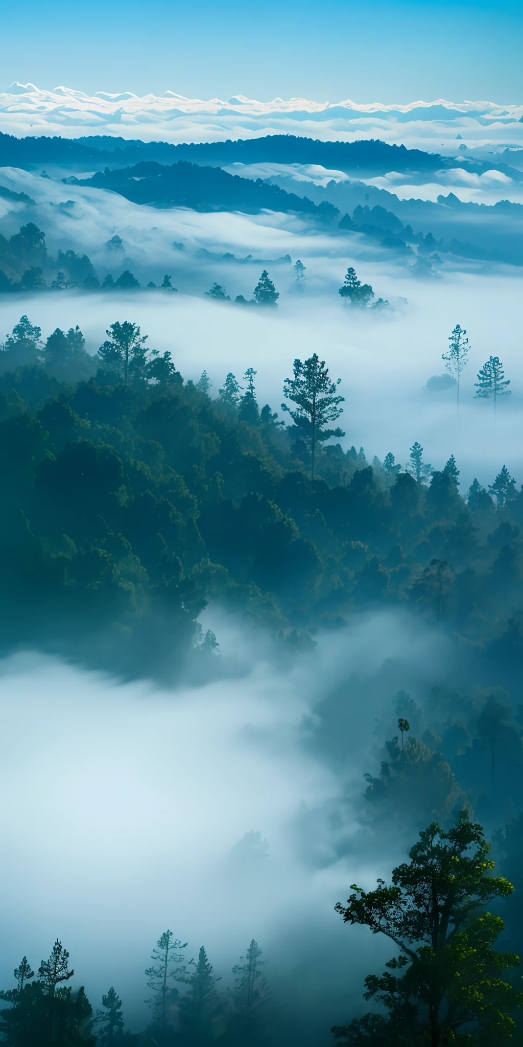 A thousand miles of forest,Cloud fog,Don't go to the road,Overlooking,super high image quality,Master creation