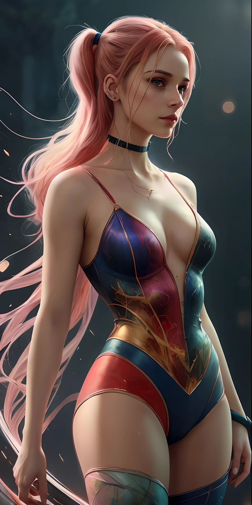 a gorgeous Harley Quinn standing on sand wind in the hair, happy posing, full length body shot,(((ultra warm bright pastel colors))), orange pink white colors, sharp focus, lut, ultra insane high resolution intricate textures, texture indentation, (((((Charlie Bowater, art by Wasim Kashin, art by Artgerm, art by Carne Griffiths))))), luminism, light placement art, octane render, ultra intricately detailed, ultra maximalism, romanticism, perfection, masterpiece, parallax style