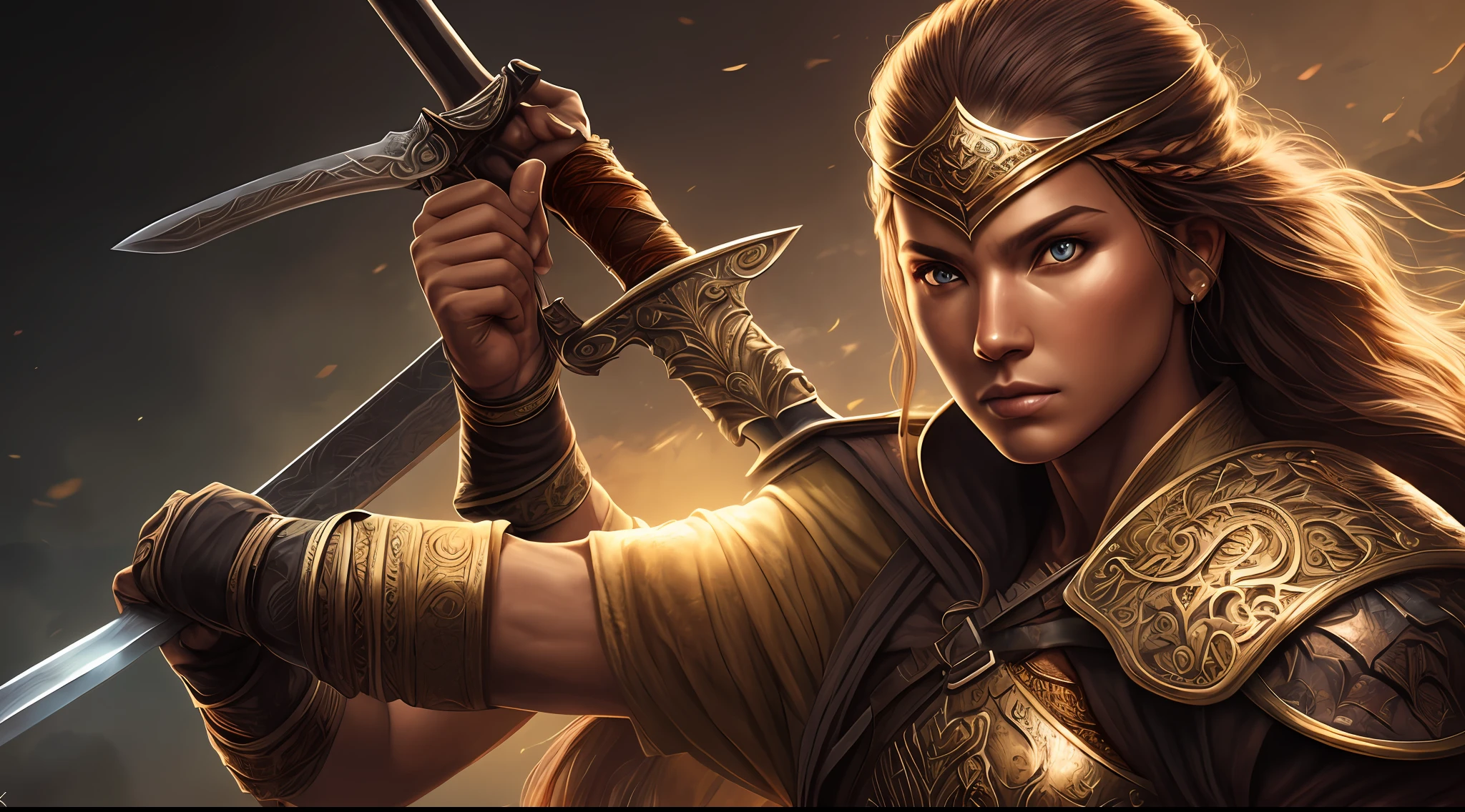 warrior with sword in hand, detailed face, detailed body, detailed eyes, awesome shadow, realistic photo, 8k, realistic d&d illustration --auto
