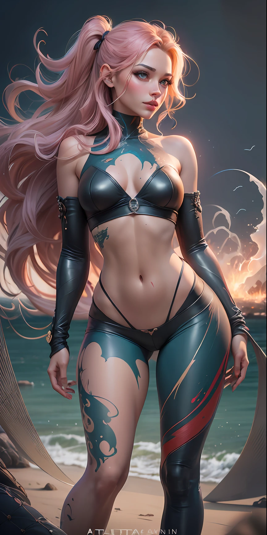 a gorgeous Harley Quinn standing on sand wind in the hair, happy posing, full length body shot,(((ultra warm bright pastel colors))), orange pink white colors, sharp focus, lut, ultra insane high resolution intricate textures, texture indentation, (((((Charlie Bowater, art by Wasim Kashin, art by Artgerm, art by Carne Griffiths))))), luminism, light placement art, octane render, ultra intricately detailed, ultra maximalism, romanticism, perfection, masterpiece, parallax style