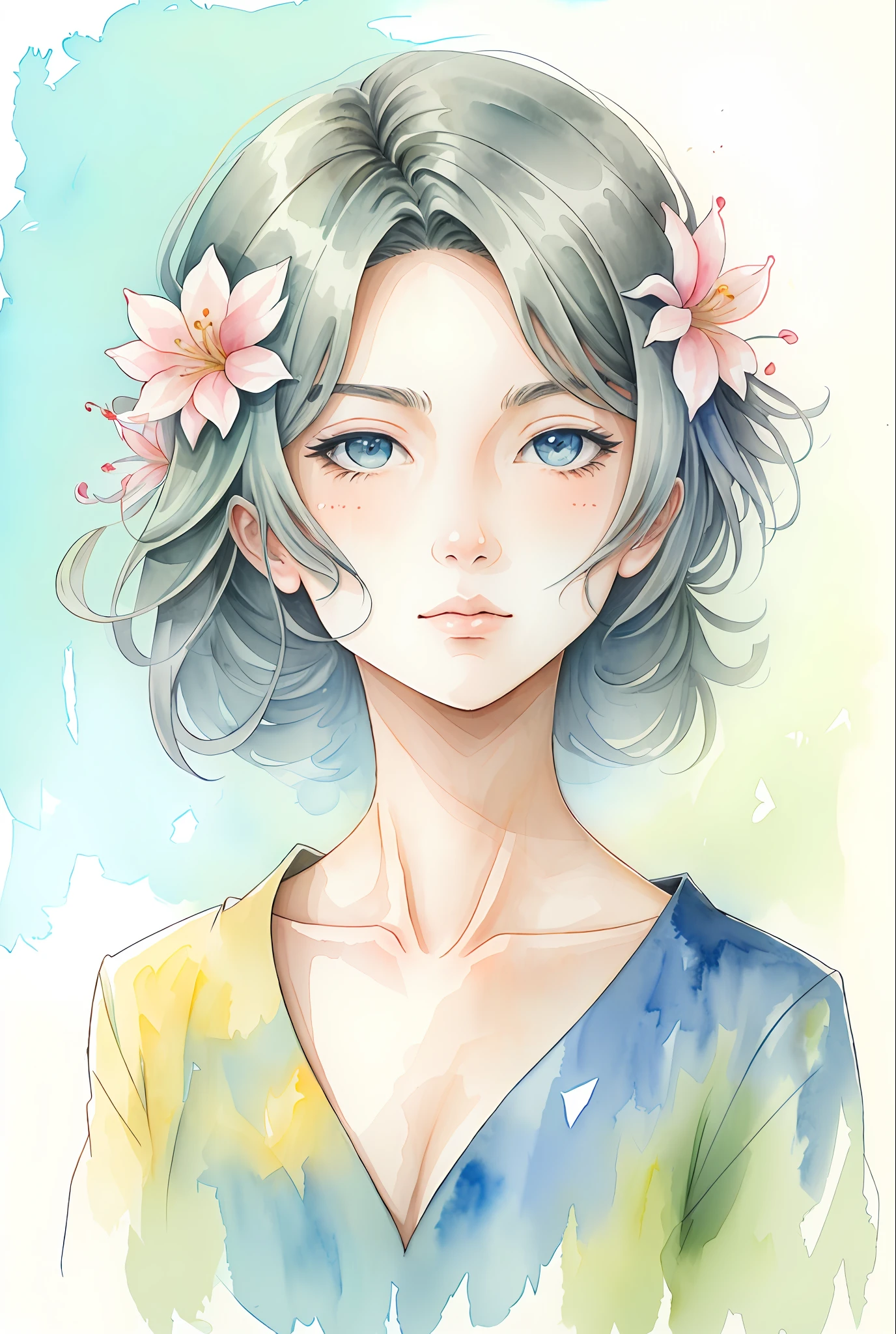 ( acuarela \(Medio\), dibujo, hermosa flor de .
