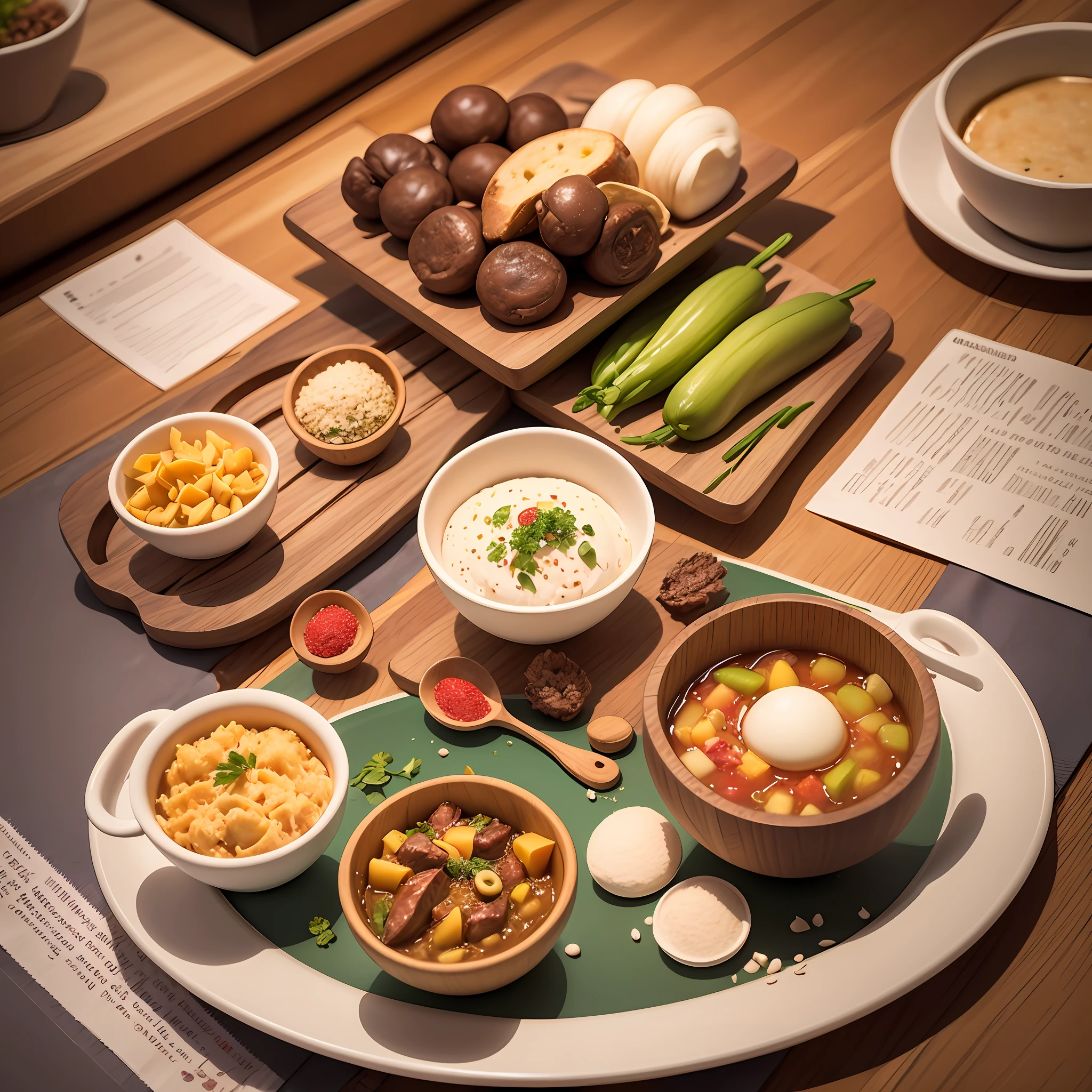 Imagem de fundo:
A stunning image depicting a world map with gastronomic icons representing different countries. These icons can include traditional dishes, talheres, spices and ingredients characteristic of each region.
"Viajando com o Paladar" escrito em letras atraentes, que transmitam a ideia de aventura e sabor.
- Photographs of typical dishes and ingredients from various cuisines around the world, arranged around the title, in artistic style or collages, to give a visual idea of the culinary delights that will be explored on the channel.
- Small icons representing kitchen utensils, como uma colher de pau, uma faca, um garfo, um rolo de massa, entre outros, spread across the cover to emphasize the culinary theme.
- A compass or airplane artistically designed to symbolize the journey of discovery and gastronomic exploration. --auto