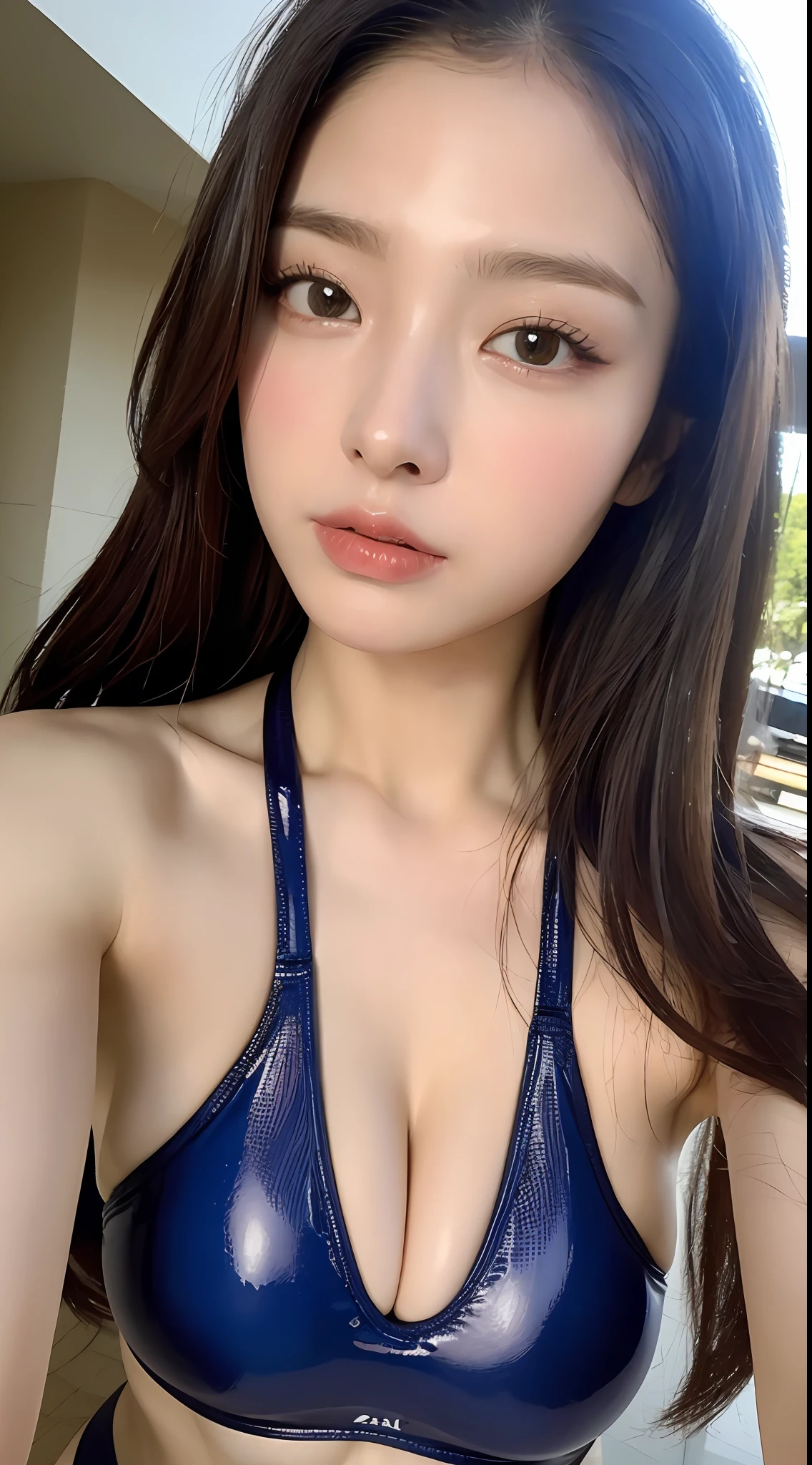 ((top-quality、8K、masterpiece:1.3))、foco nítido:1.2、Beautiful woman with perfect body shape:1.4、Slim abs:1.2、(Layered Hair Style:1.2))、(Rubber swimsuit:1.3)、Sateen:1.3、Street:1.2、Wet body:1.1、Highly detailed facial and skin texture、Detailed eye、二重まぶた、Colossal tits、Erotic face、Seductive face