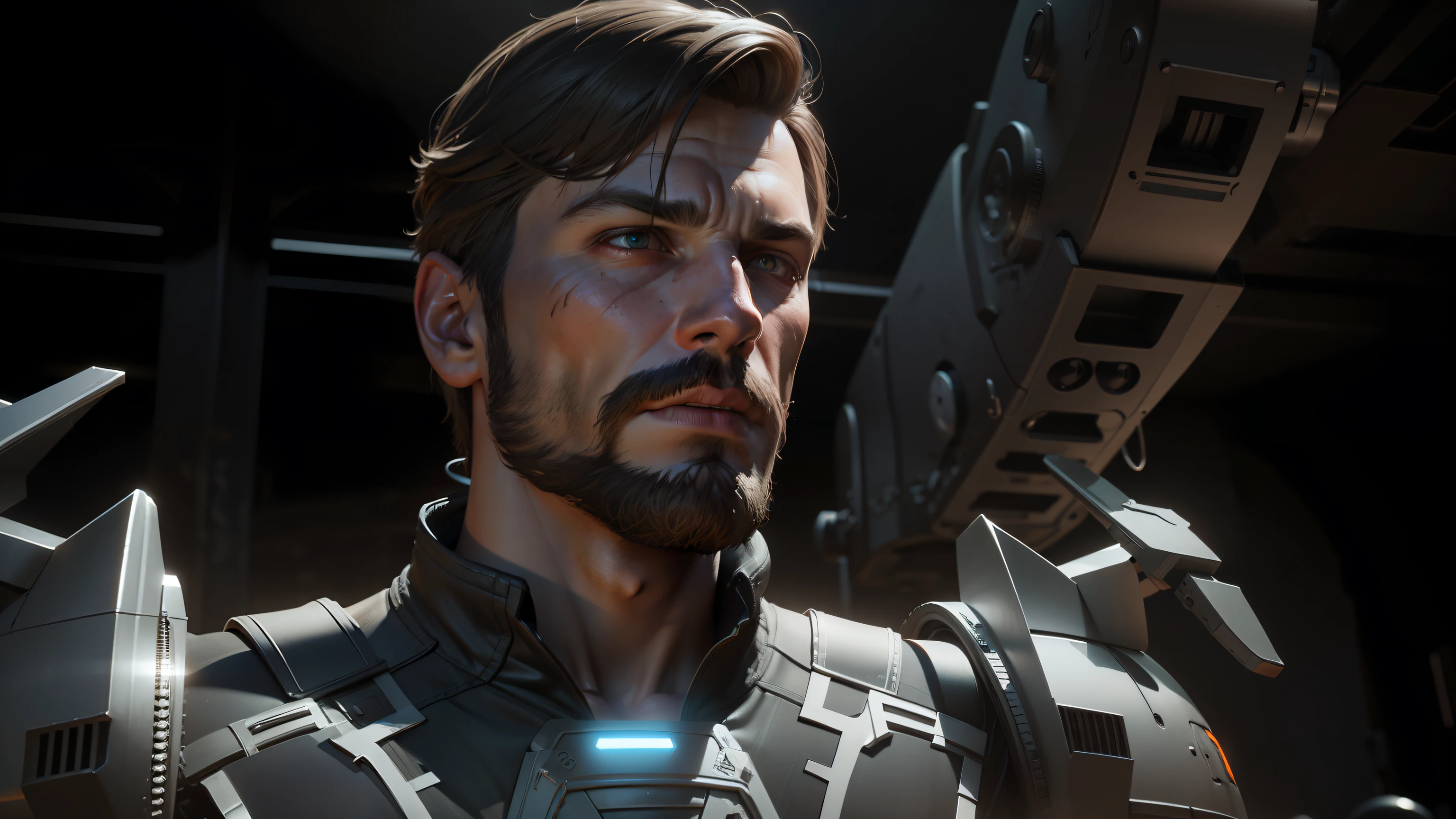 Realize a cinematic, ultra-realistic 3D graphic masterpiece with high-quality modeling and lighting. longer beard, fix the eyes --auto