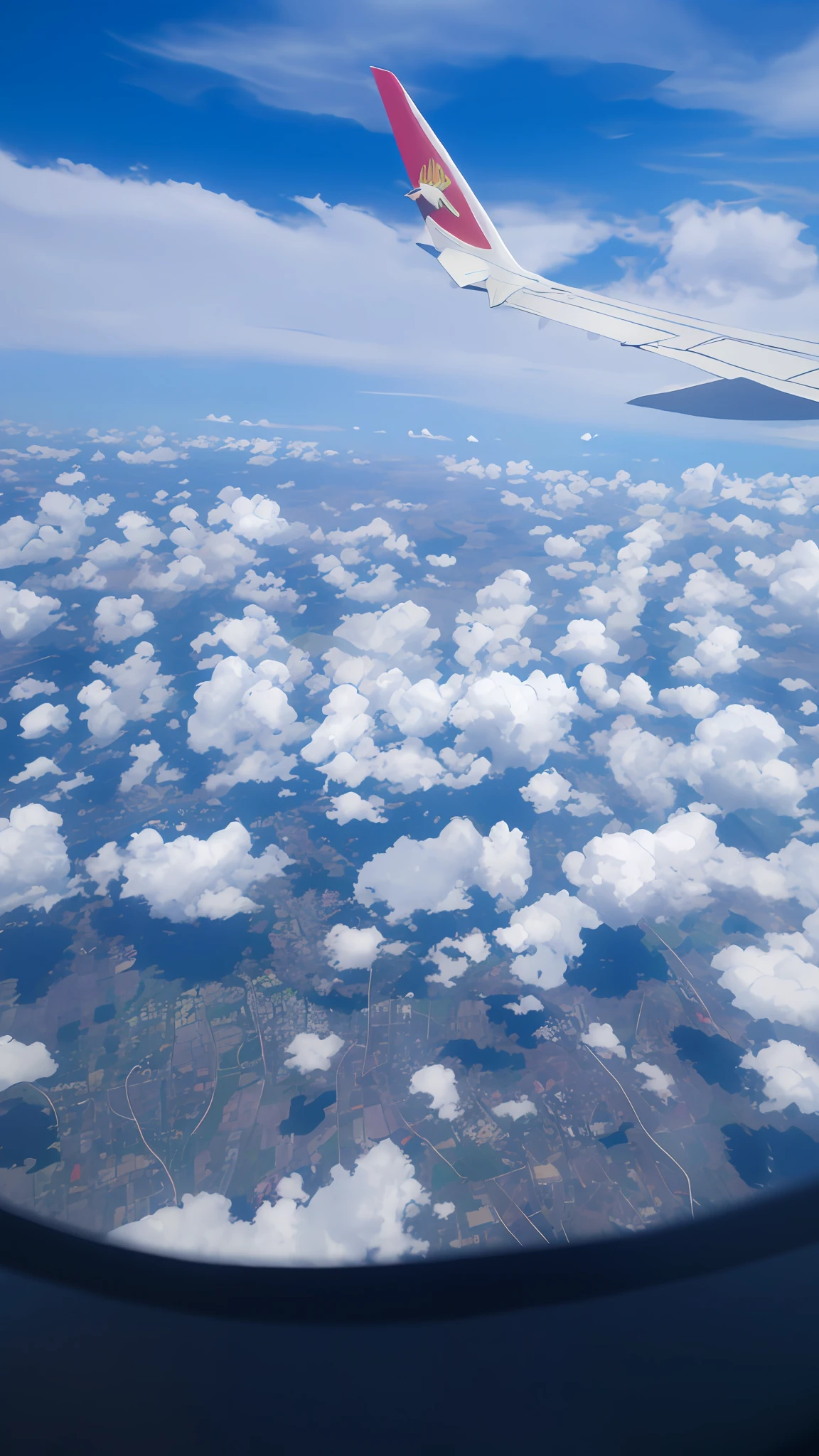 Alavid view of airplane wings flying over vast land, view from above from plane, flying in the clouds, View from the sky, clouds on surface, seen from a plane, Fly over the clouds, on cloud, with clouds in the sky, Aircraft view, clouds around, taken from a plane, Nice clouds, flying through the clouds