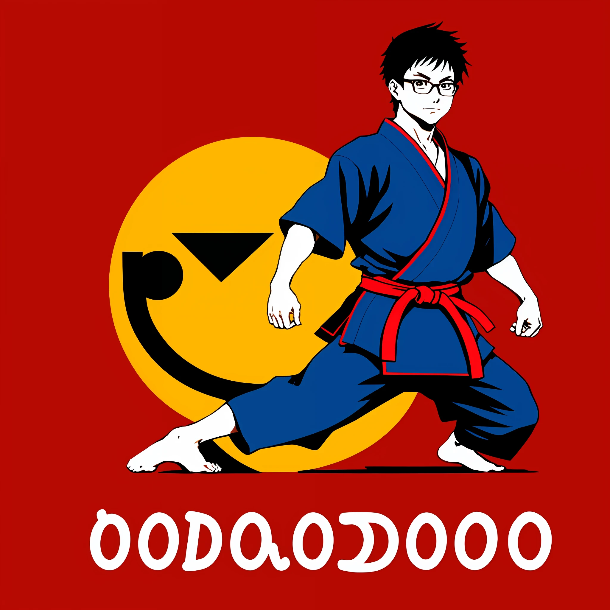 Create a logo for a YouTube channel focused on geek culture, specifically targeting the young audience. The channel's name is "Dojo Nerd." The logo should prominently display a realistic representation of a tatami mat, a traditional component of karate. Additionally, incorporate realistic elements associated with geek culture, such as recognizable video game characters, iconic symbols from popular anime, and other relevant objects. Make sure to include the channel name "Dojo Nerd" in the logo as well.