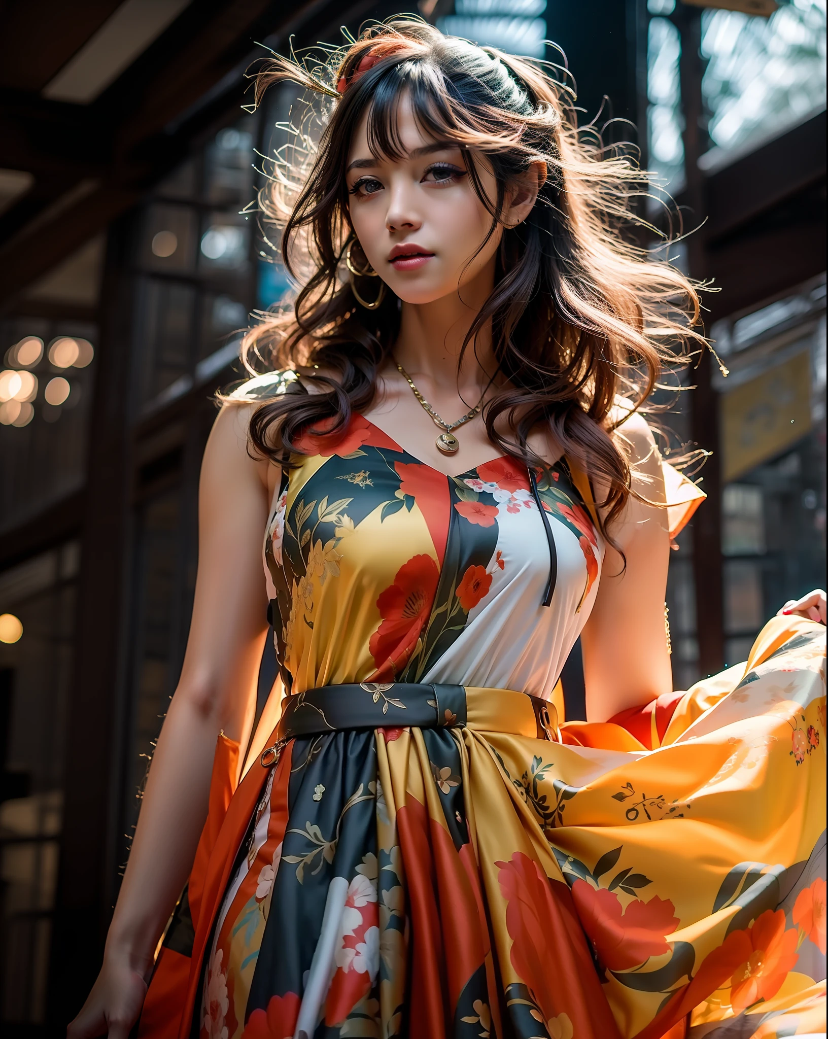 Hair swaying in the wind、see -through、florals、Lying with flowers、
