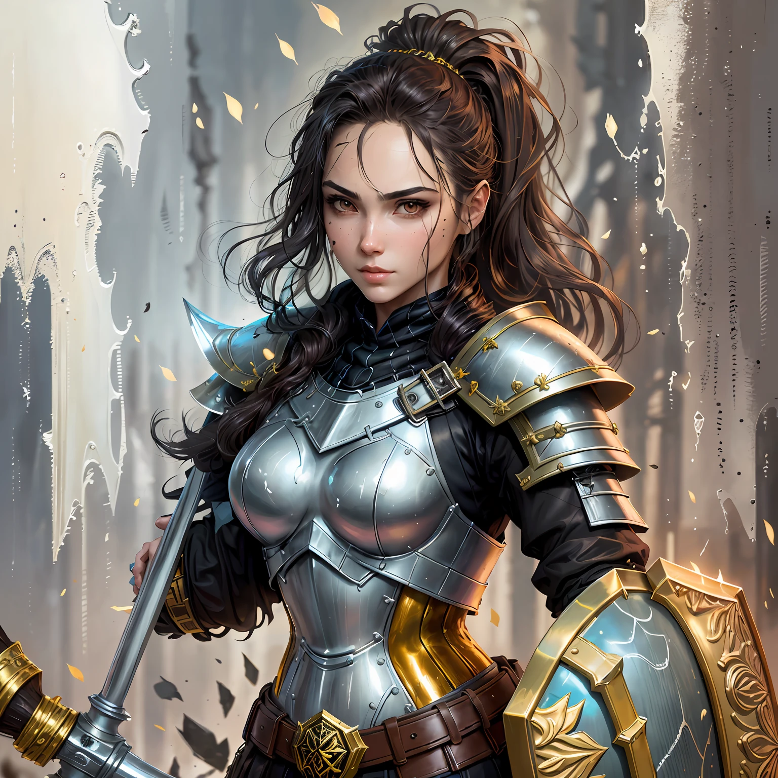 a woman with a sword and armor is posing for a picture, extremely detailed artgerm, artgerm and atey ghailan, wlop | artgerm, artgerm portrait, artgerm. anime illustration, artgerm julie bell beeple, style artgerm, artgerm detailed, artgerm. high detail --auto