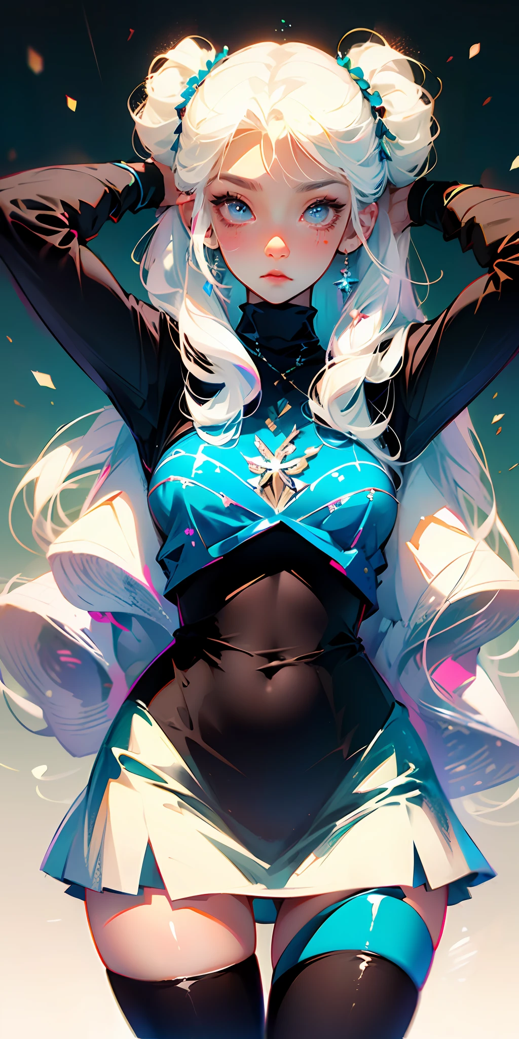 Pixel anime girl, white hair, blushes, hair ornament --auto --s2