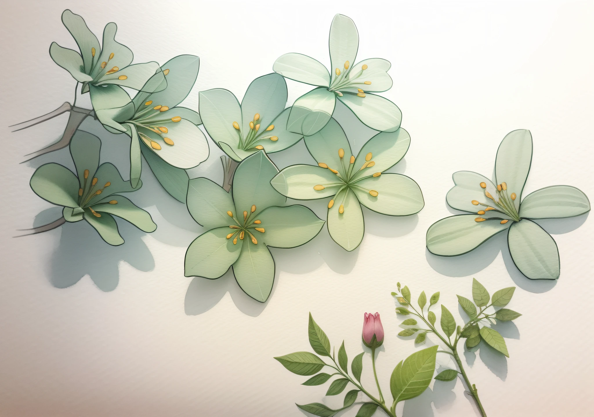 Line drawing coloring white oil tung flower watercolor style --auto