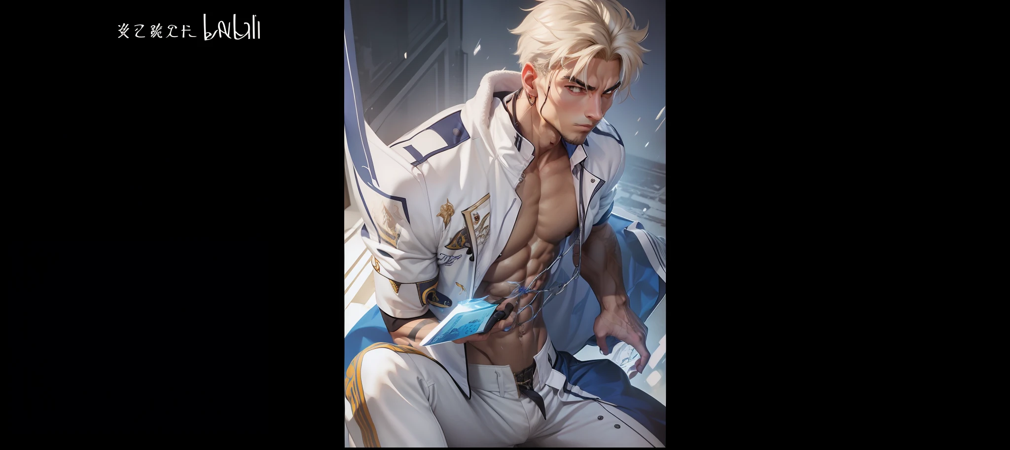 Muscular male exposed abs
