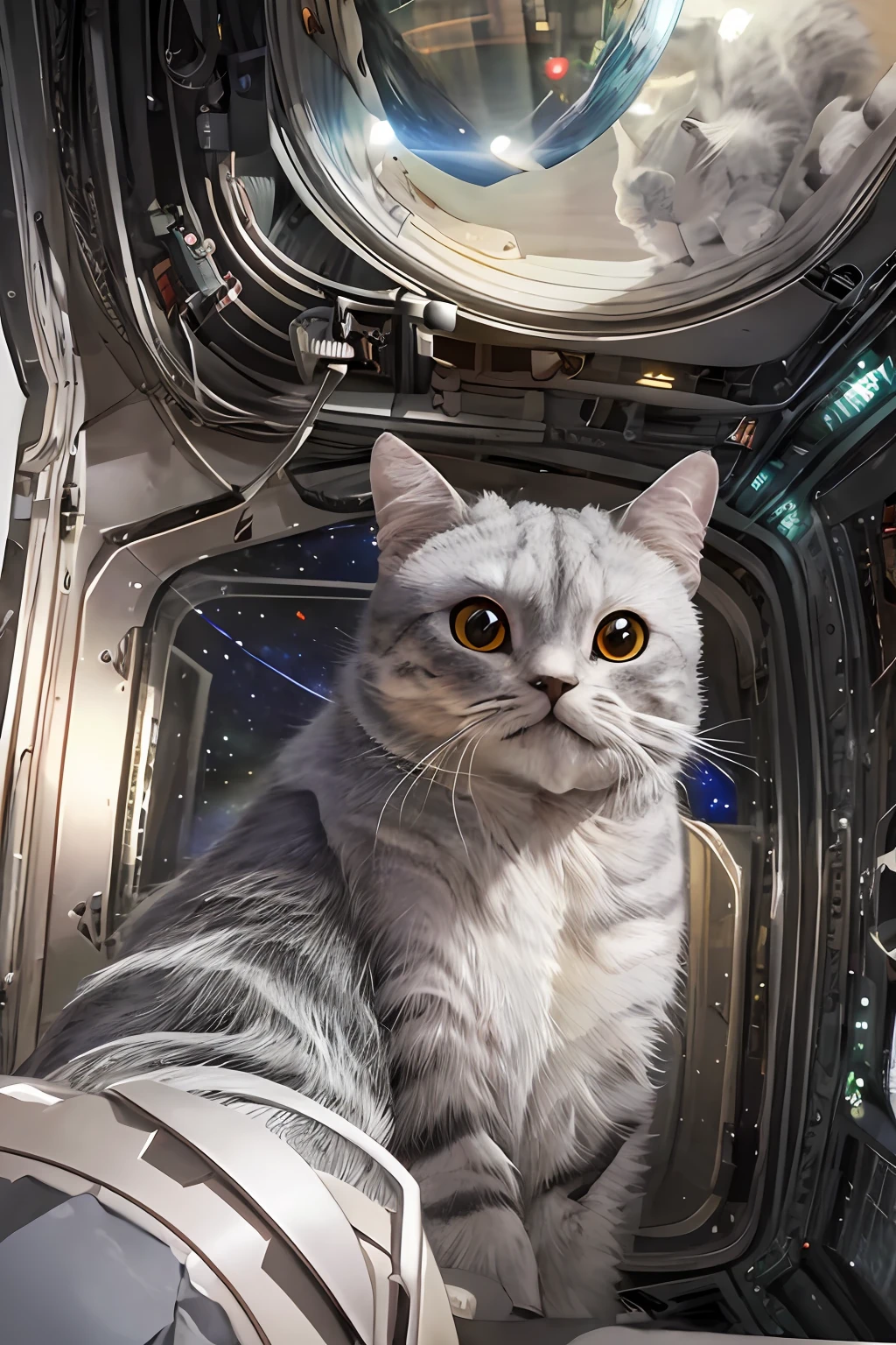 ((best quality)),((masterpiece)),(detailed),(realistic:1.4),ultra high res,Highly detailed,(raw photo:1.2),(photorealistic:1.4),Exceptional detail,dramatic lighting,highres,8k,absurdres,1cat,meloncat,((space helmet)),astronaut,flying cat,universe,aliens,alien space ship,spaceship light on cat,hand POV,earth,animal focus,animal,no humans,realistic,looking at viewer,