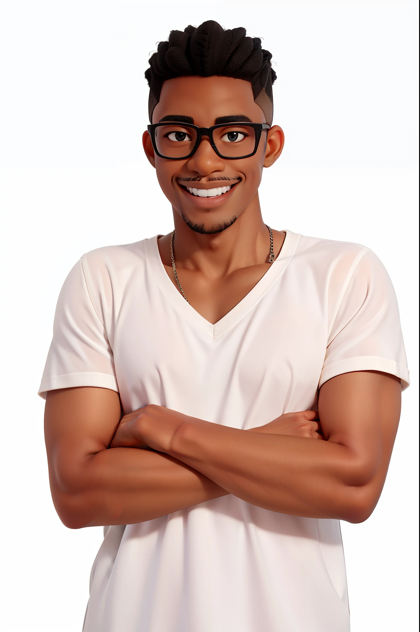 (black guy:1.2),nerdy,smiling,funny hairstyle.